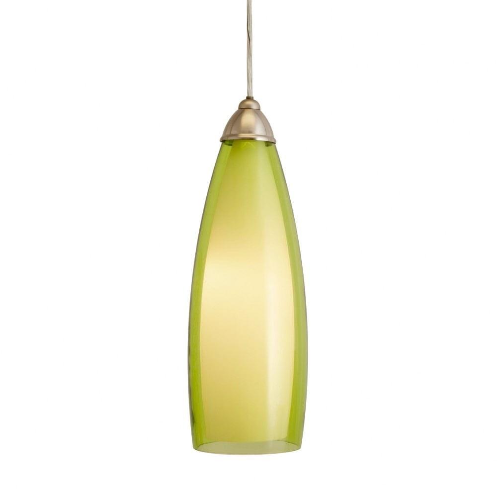 Enzo Mini Silver Incandescent Pendant Light with Artisan-Crafted Green Glass