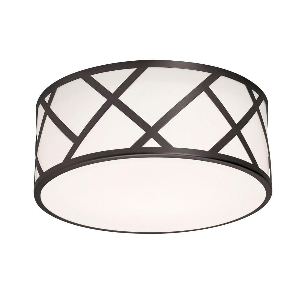 Haven Black and White Glass Drum Flush Mount