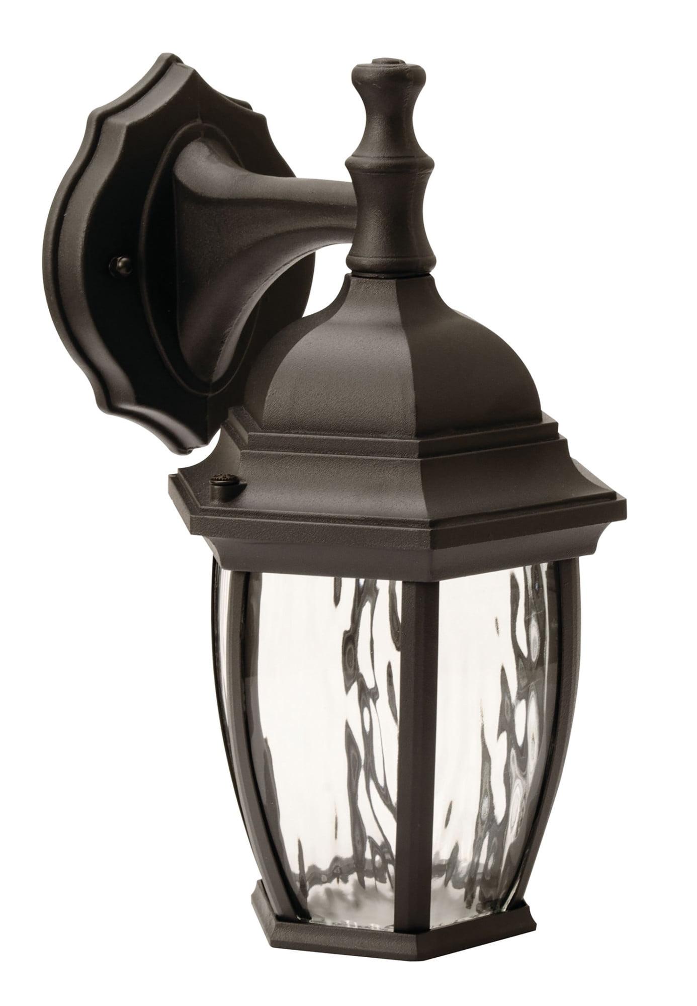 Black Aluminum Direct Wired Lantern Sconce with Glass Shade