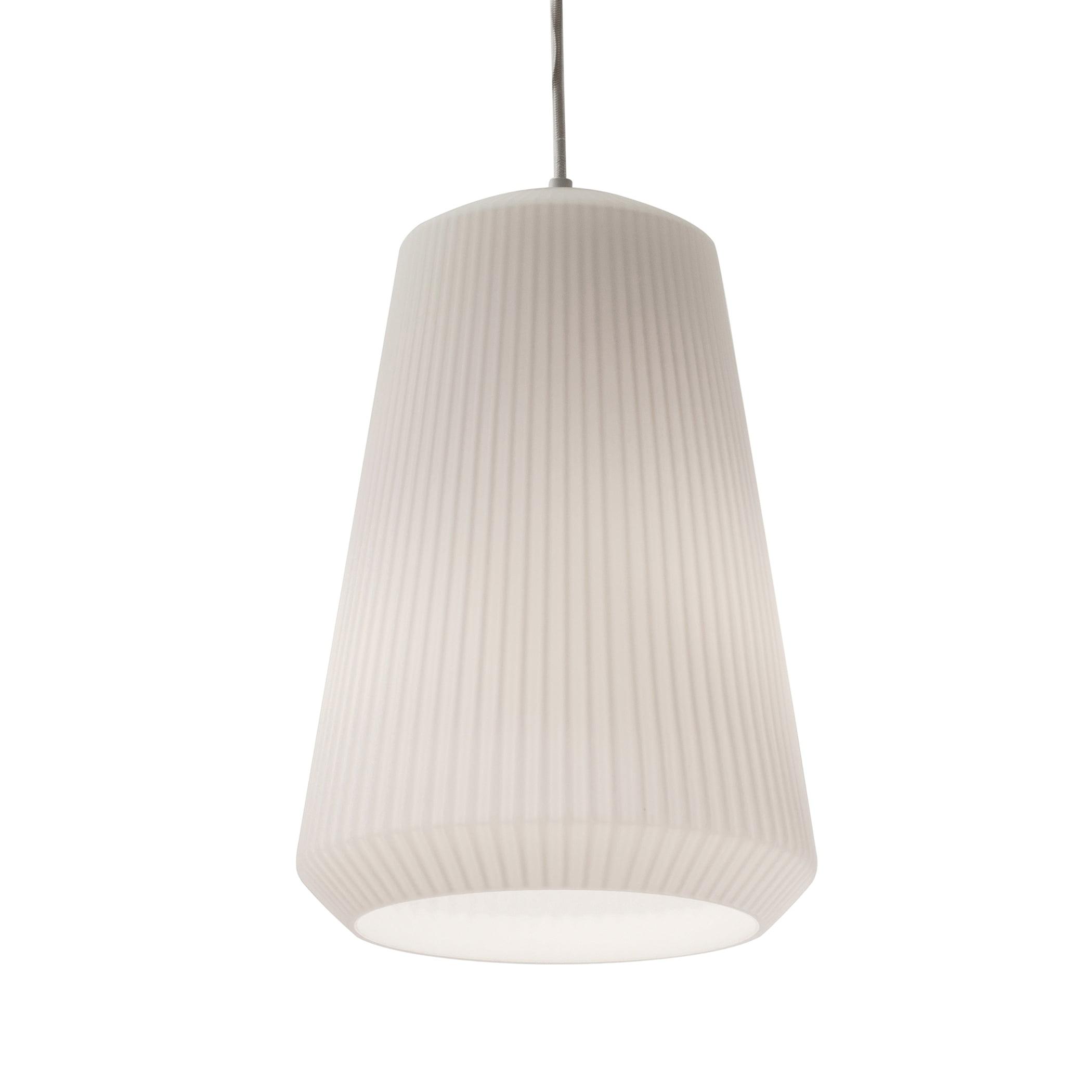 White Glass Drum Pendant Light with Adjustable Cord