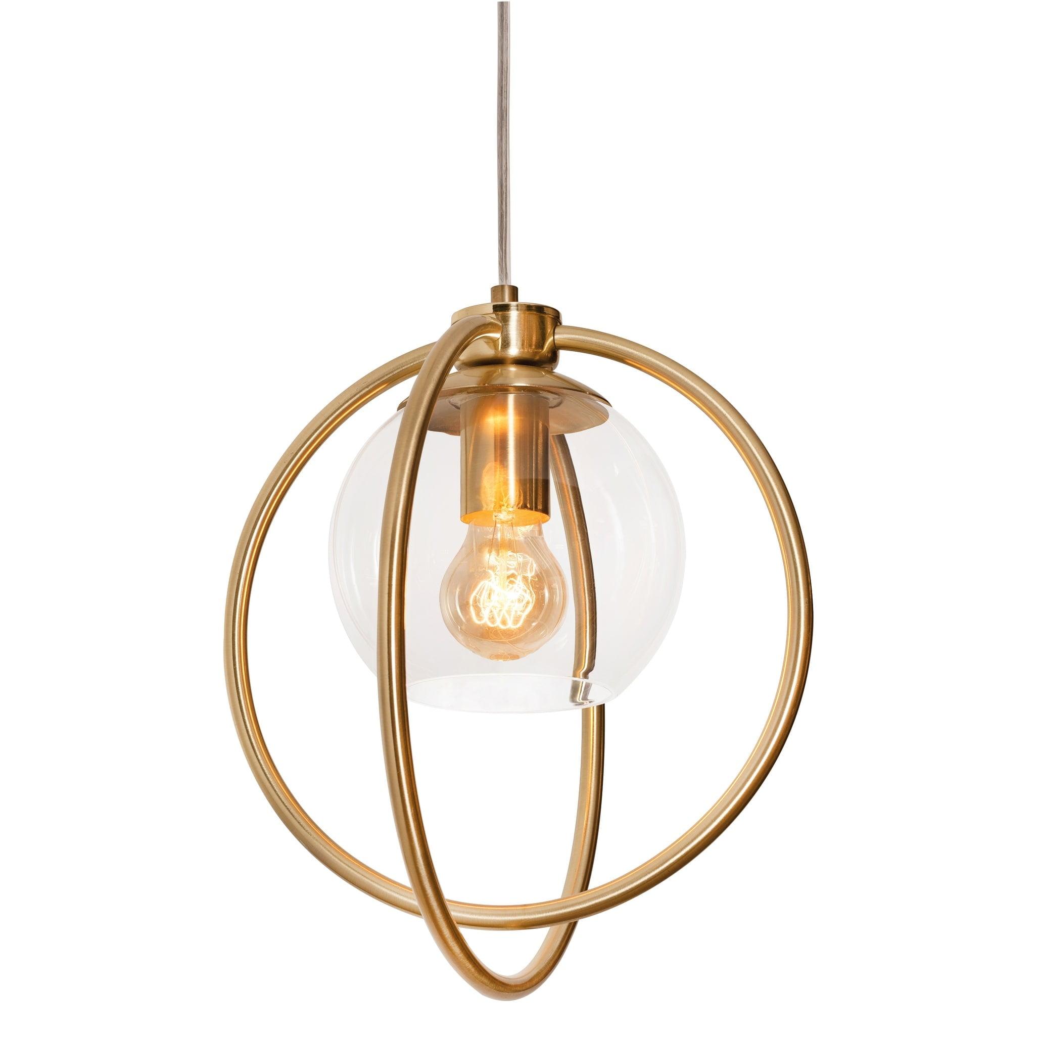 Sleek Jamie Globe Pendant Light in Satin Brass with Clear Glass