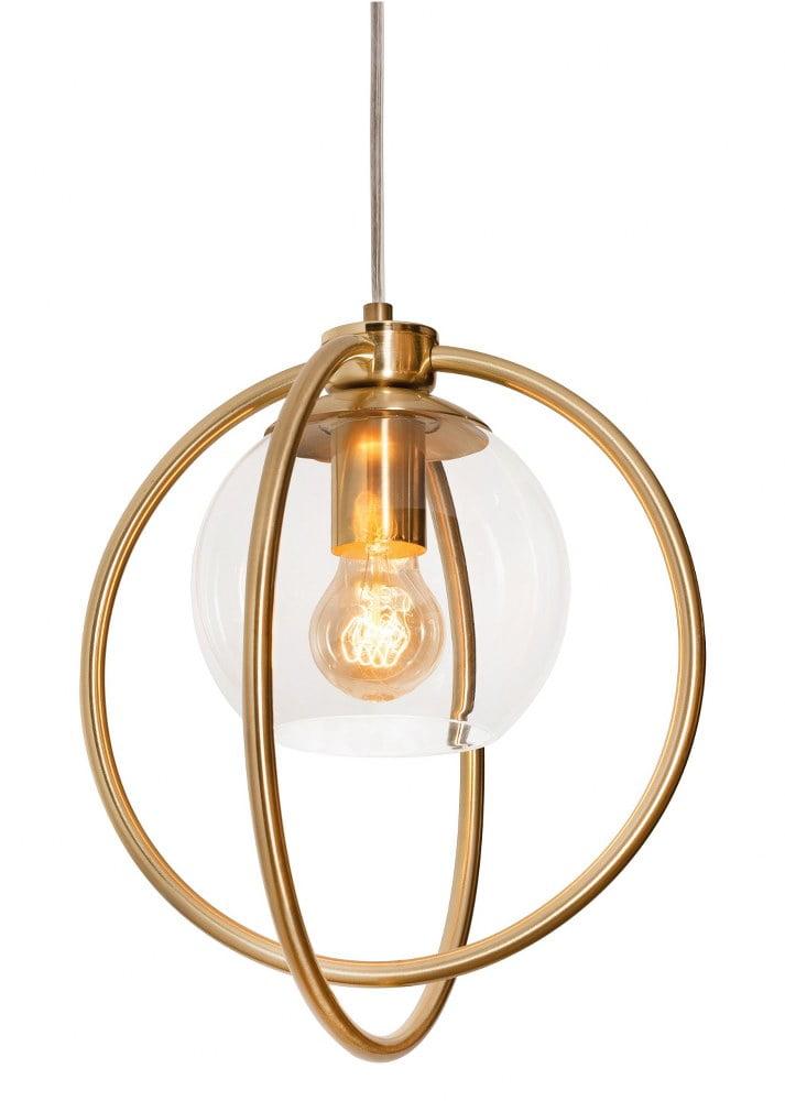 Sleek Jamie Globe Pendant Light in Satin Brass with Clear Glass