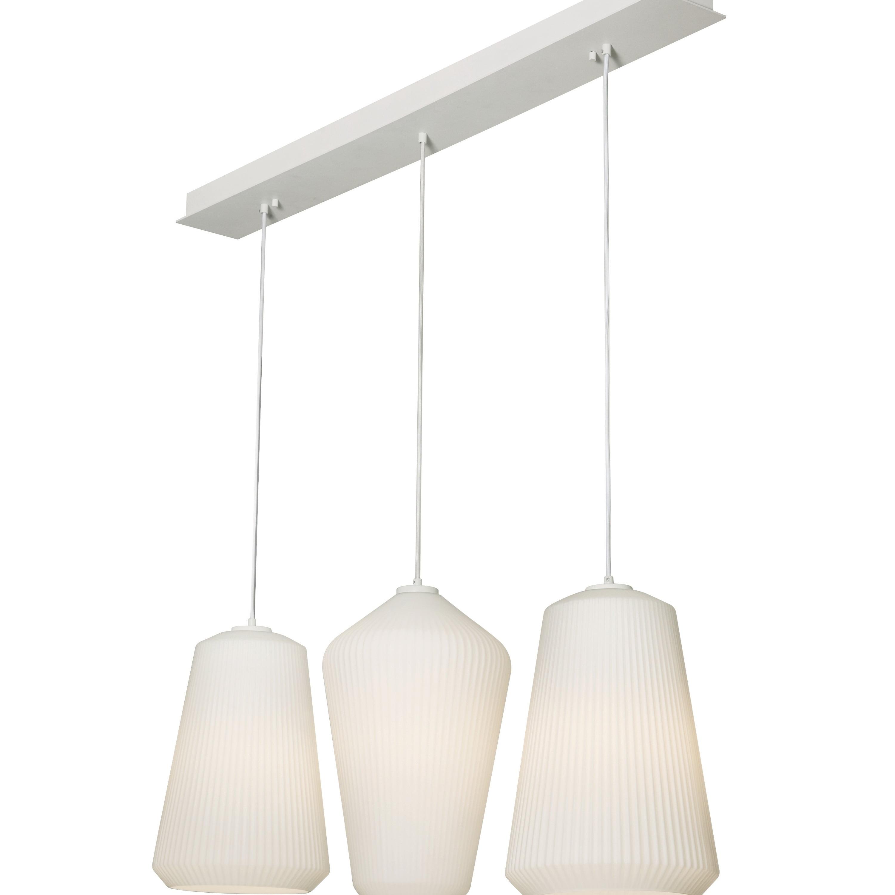 Lily Modern 3-Light White Glass Triple Pendant for Indoor/Outdoor