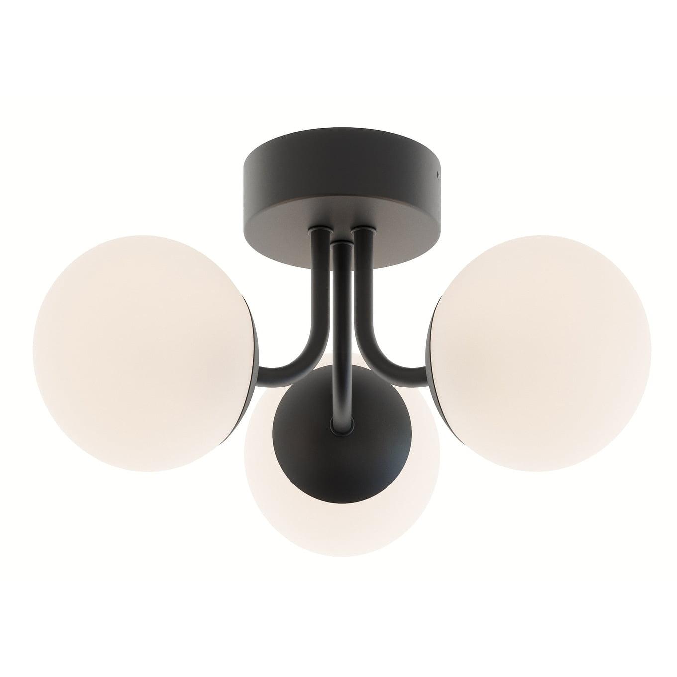 Modern Black Globe LED Flush Mount with Satin Nickel Finish