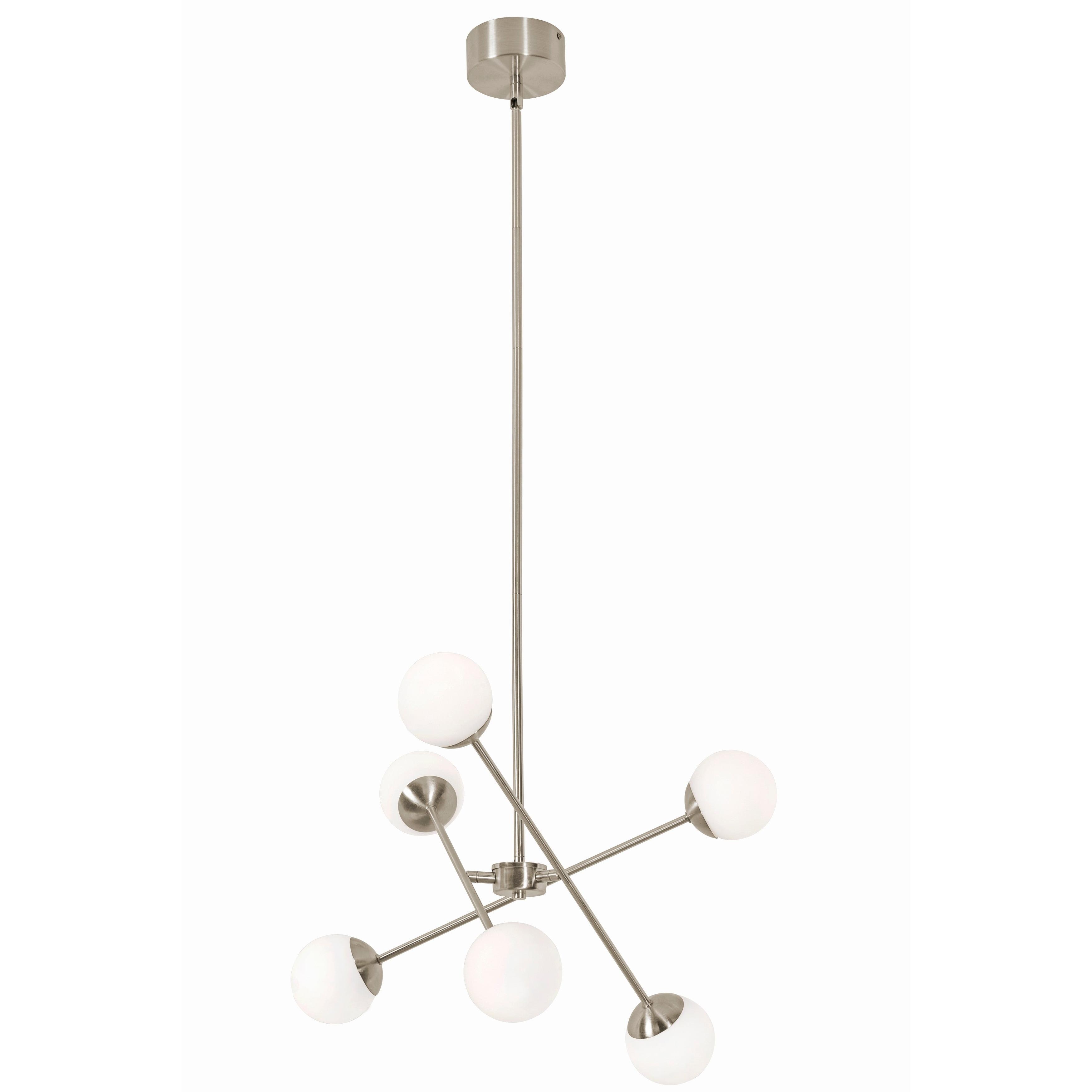 Pearl 24'' Satin Nickel LED Pendant with White Glass Shades