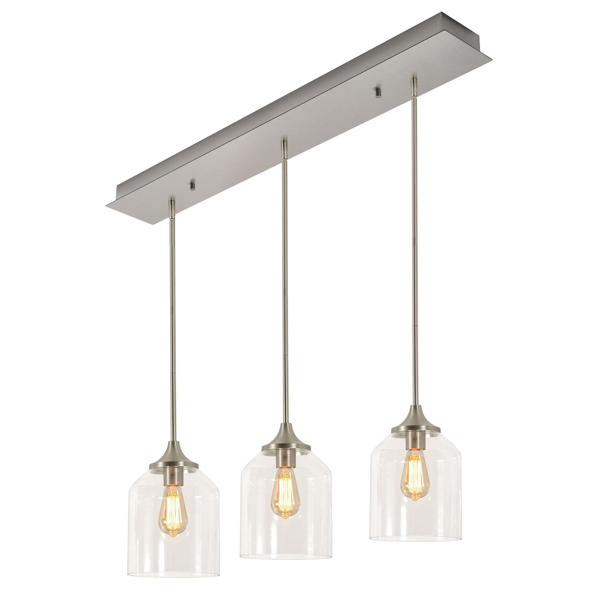 William 36" Satin Nickel Glass Linear Pendant Light