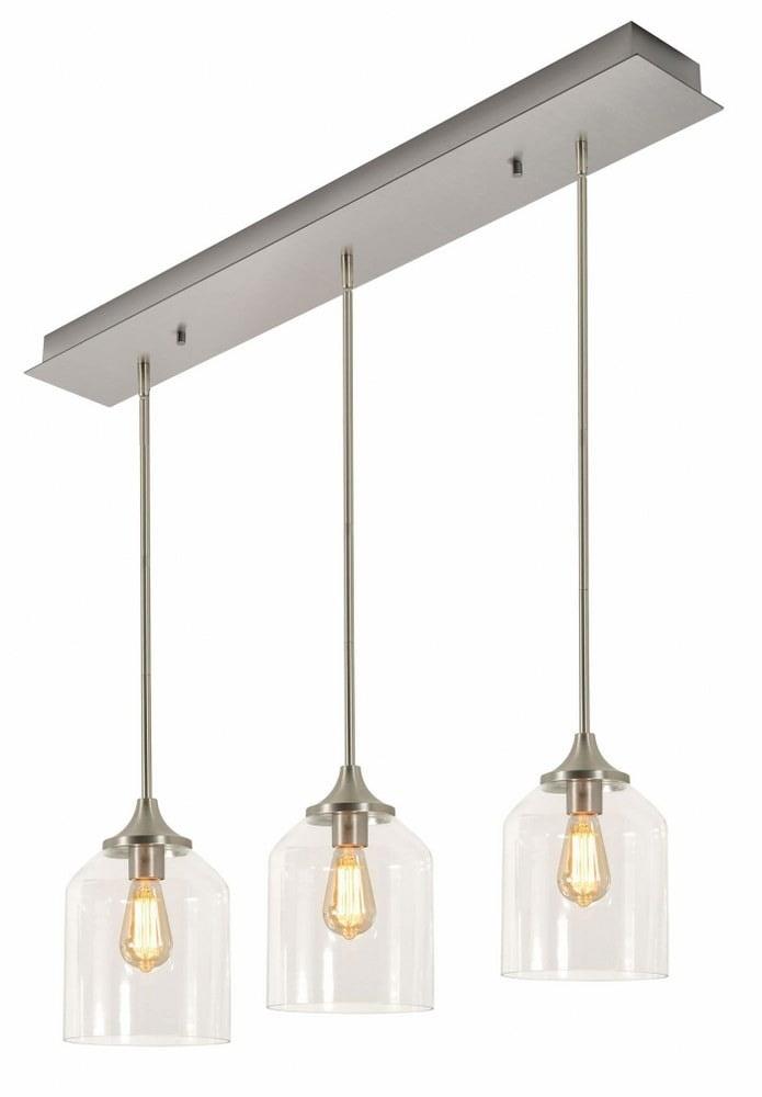 William 36" Satin Nickel Glass Linear Pendant Light