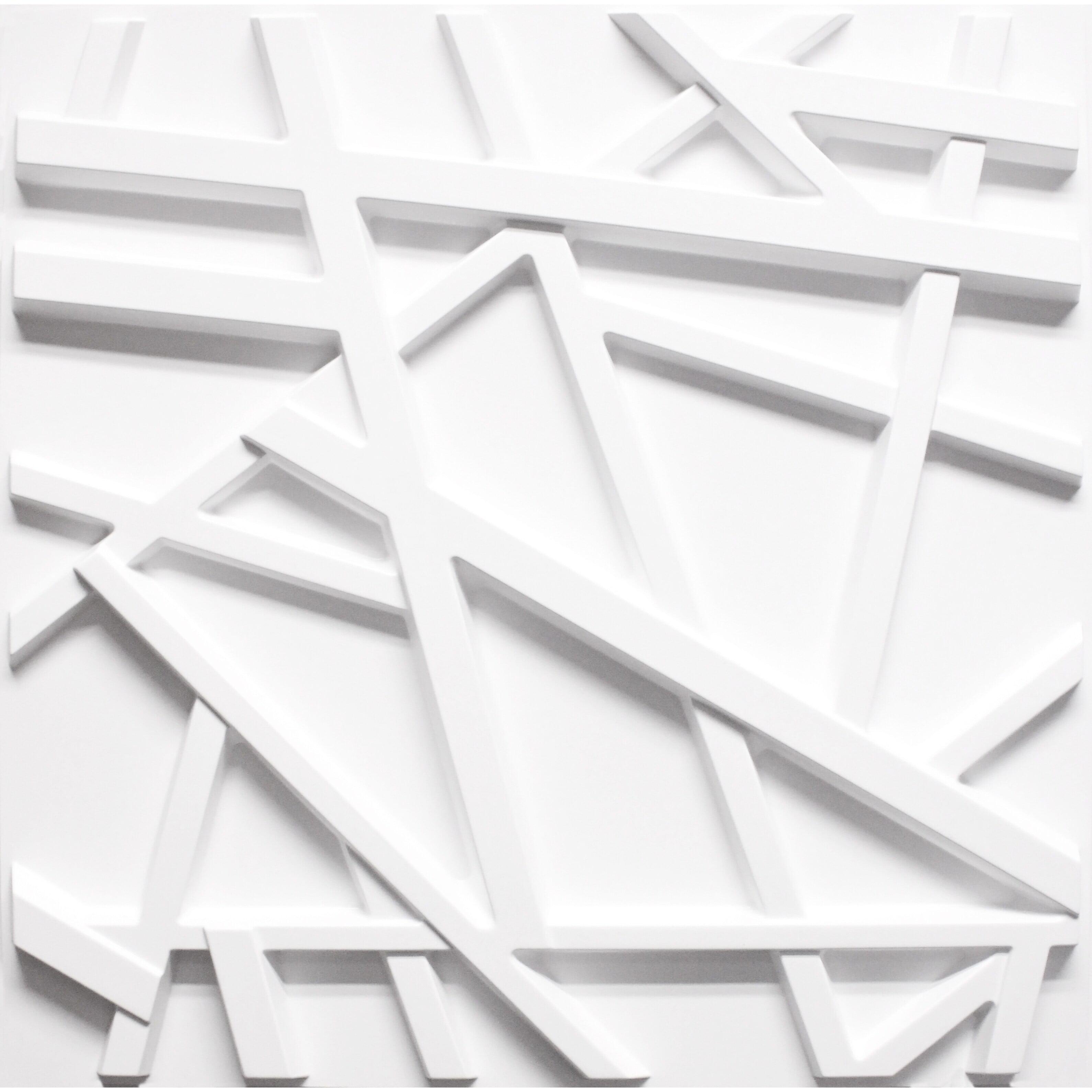 AG Trade Dundee Deco White Trusan PVC 3D Wall Panels, Decorative Wall Paneling Sample, 9" x 9"