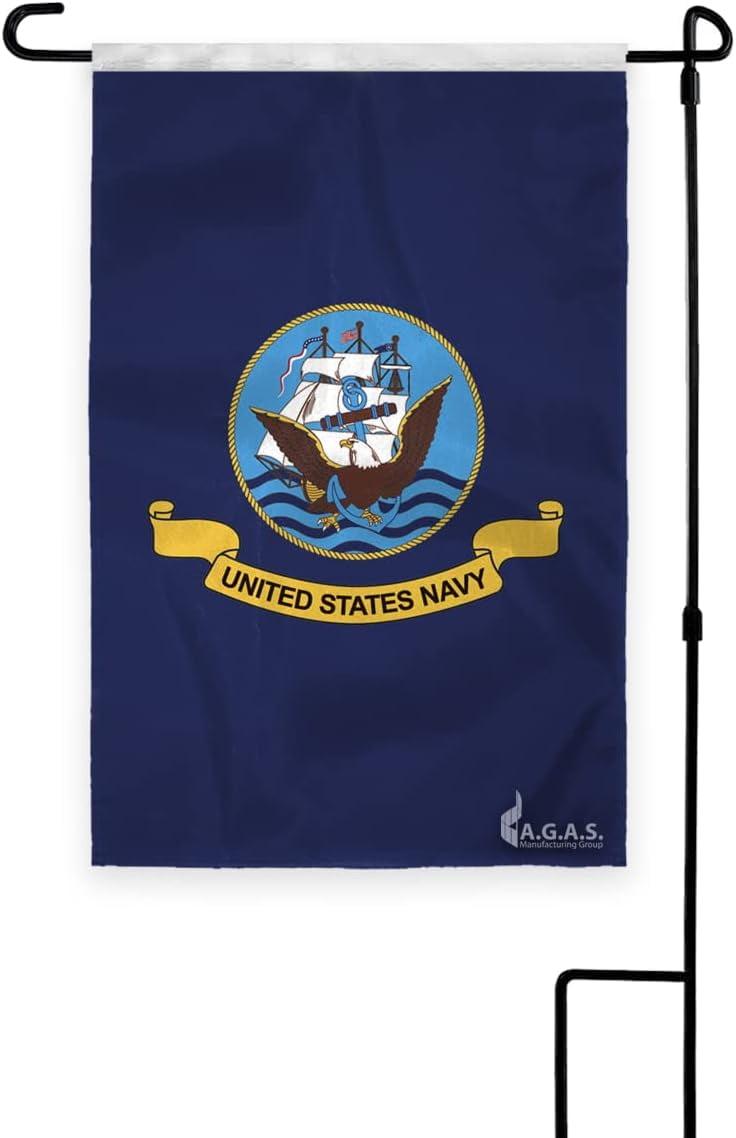 A.G.A.S Navy Garden Outdoor Flag - 18 x 12 Inch Nylon, Printed Single Sided, Sewn Sleeve