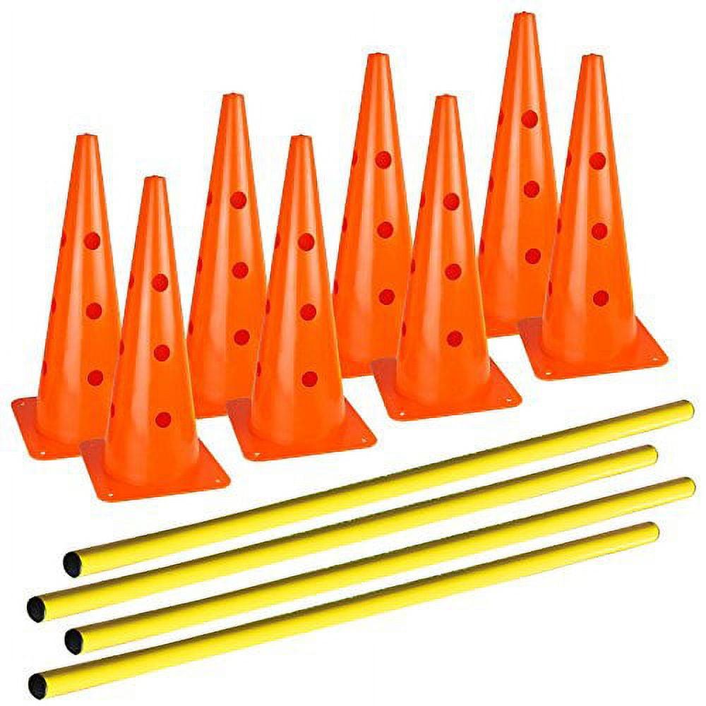 Adjustable Orange and Yellow Hurdle Cone Set with Poles