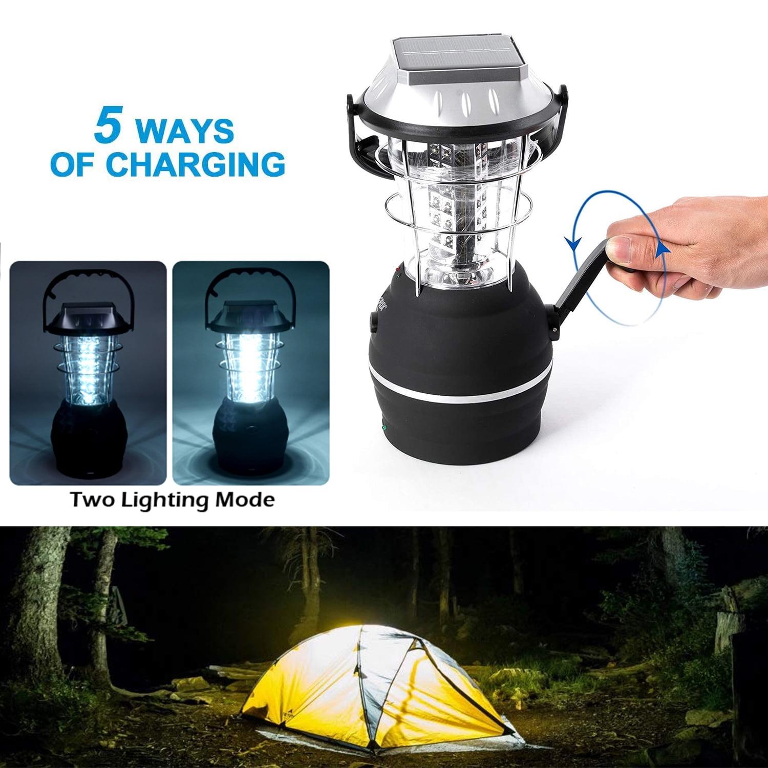 AGPtek Black Solar LED Camping Lantern with Hand Crank