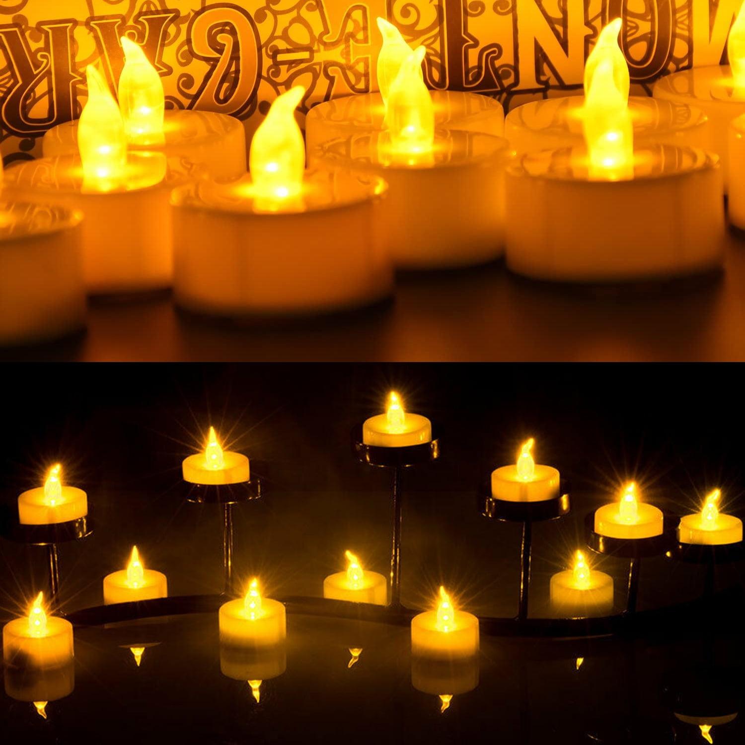 AGPtek LED Tealight Candles 100 PCS Amber Yellow Battery Operated Flameless Smokeless Flickering Flashing