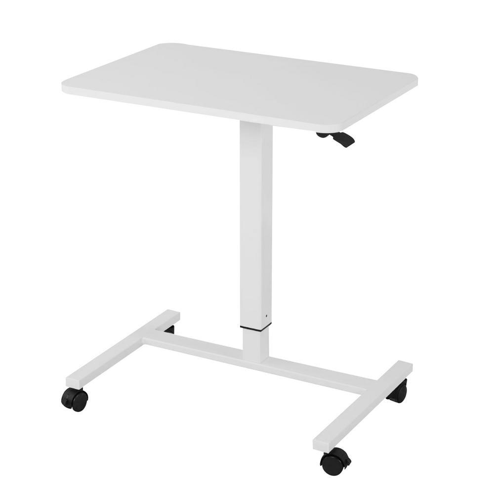 Small Mobile Rolling Standing Desk - Overbed Table, Teacher Podium with Wheels, Adjustable Work Table, Rolling Desk Laptop Computer Cart for Home, Office, Classroom