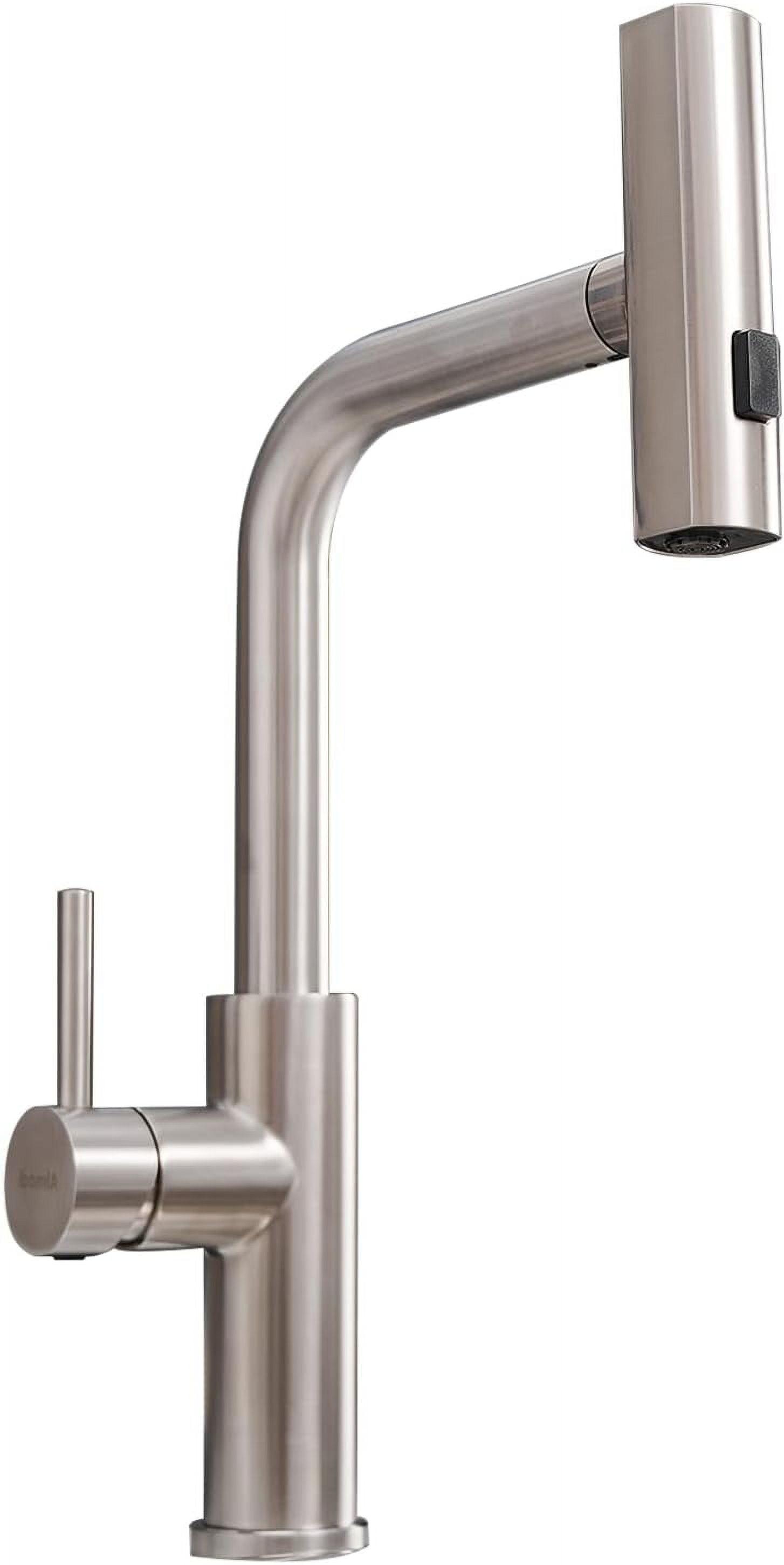 Waterfall Kitchen Faucet With Pull Down Sprayer, Modern Single Handle Single Hole Stainless Steel Kitchen Sink Faucets 3 Modes(Sweep/Stream/Waterfall),Brushed Nickel