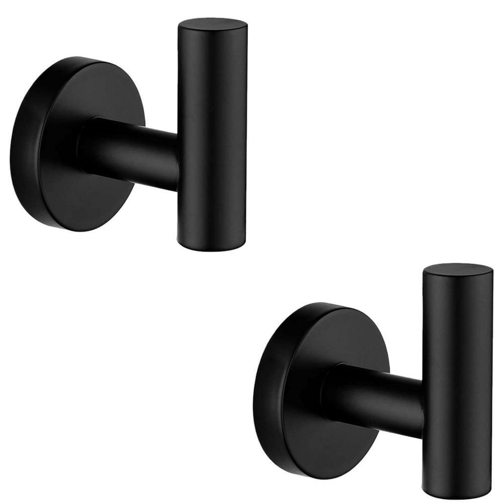 Stainless Steel Matte Black Round Bathroom Robe and Towel Hook Set