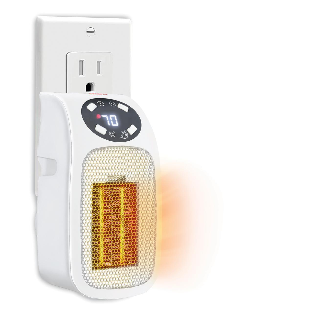 Compact White Plug-in Electric Space Heater with LCD Screen and Timer