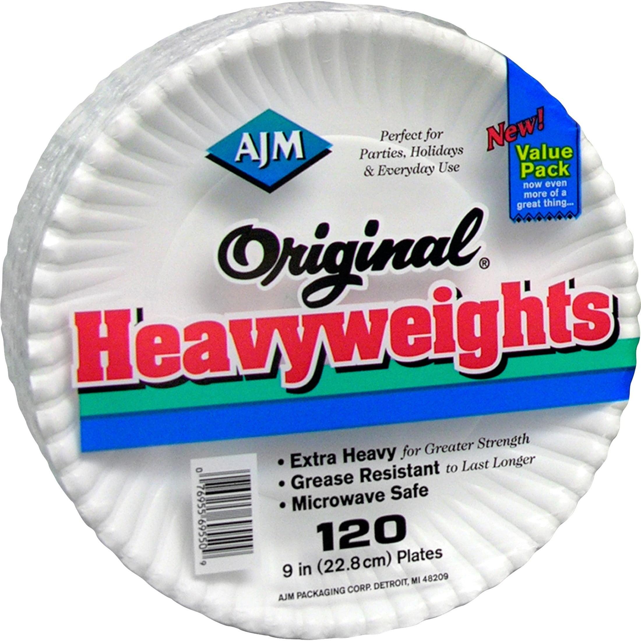 White 9" Heavyweight Coated Paper Plates, 120 Pack