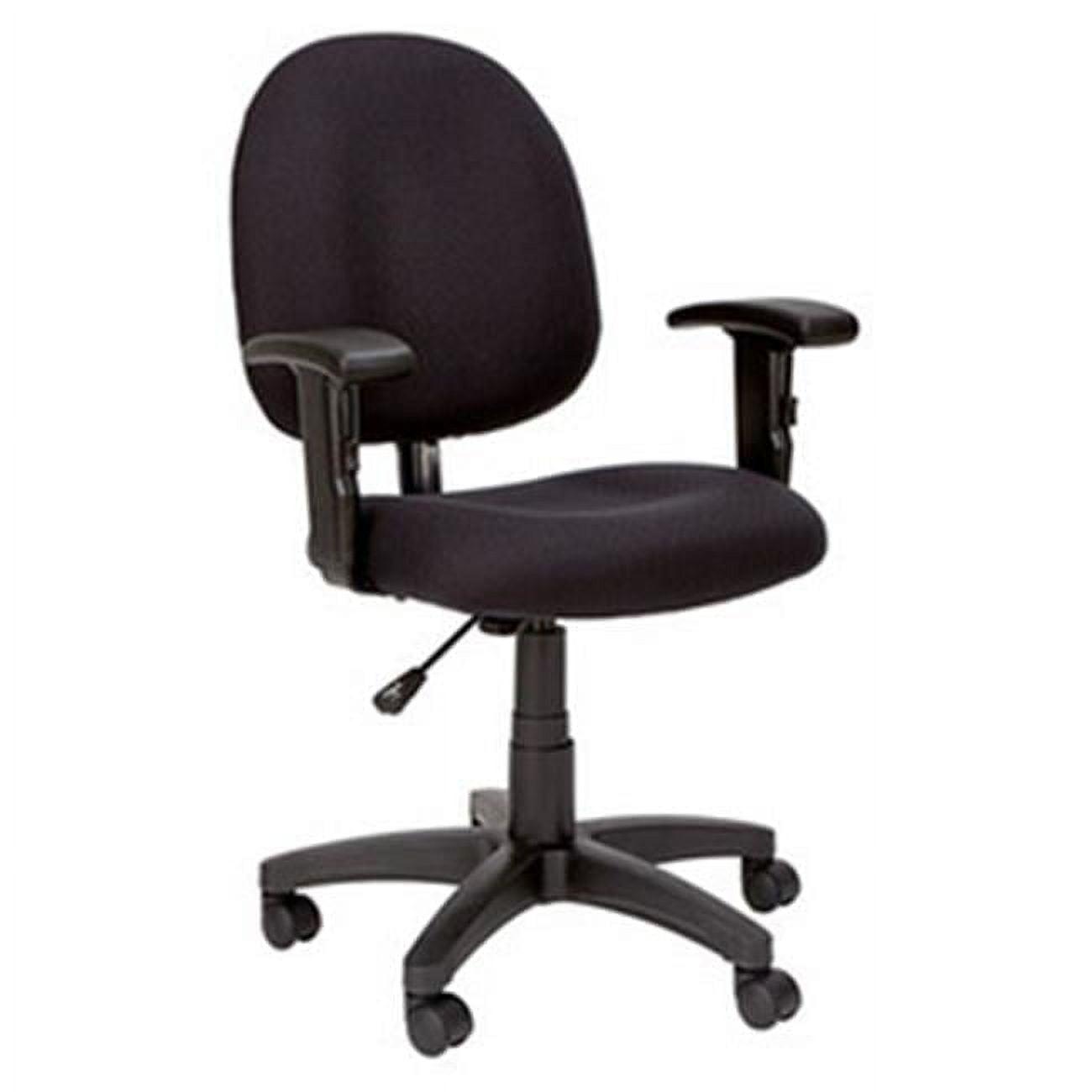 Black Adjustable Arm Swivel Task Chair with Polyurethane Armrests