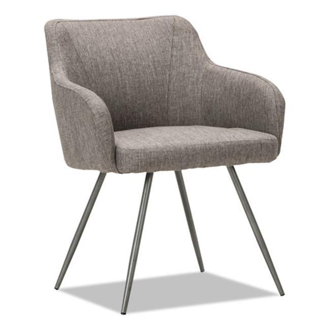 Contemporary Gray Tweed Captain's Chair with Chrome Base