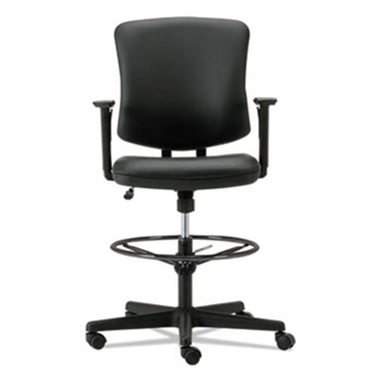 Alera Everyday Task Stool, Bonded Leather Seat/Back, Supports Up to 275 lb, 20.9" to 29.6" Seat Height, Black