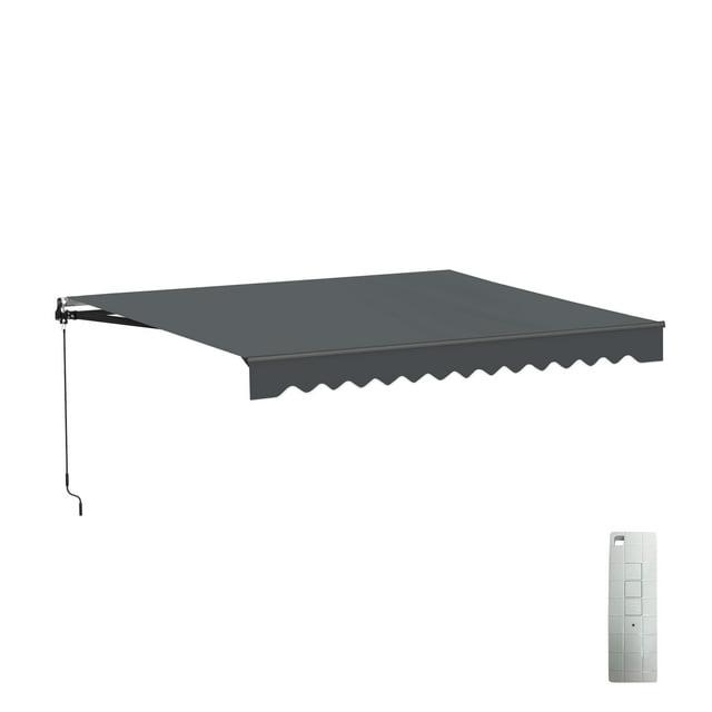 ALEKO Motorized Retractable Outdoor Awning with White Frame