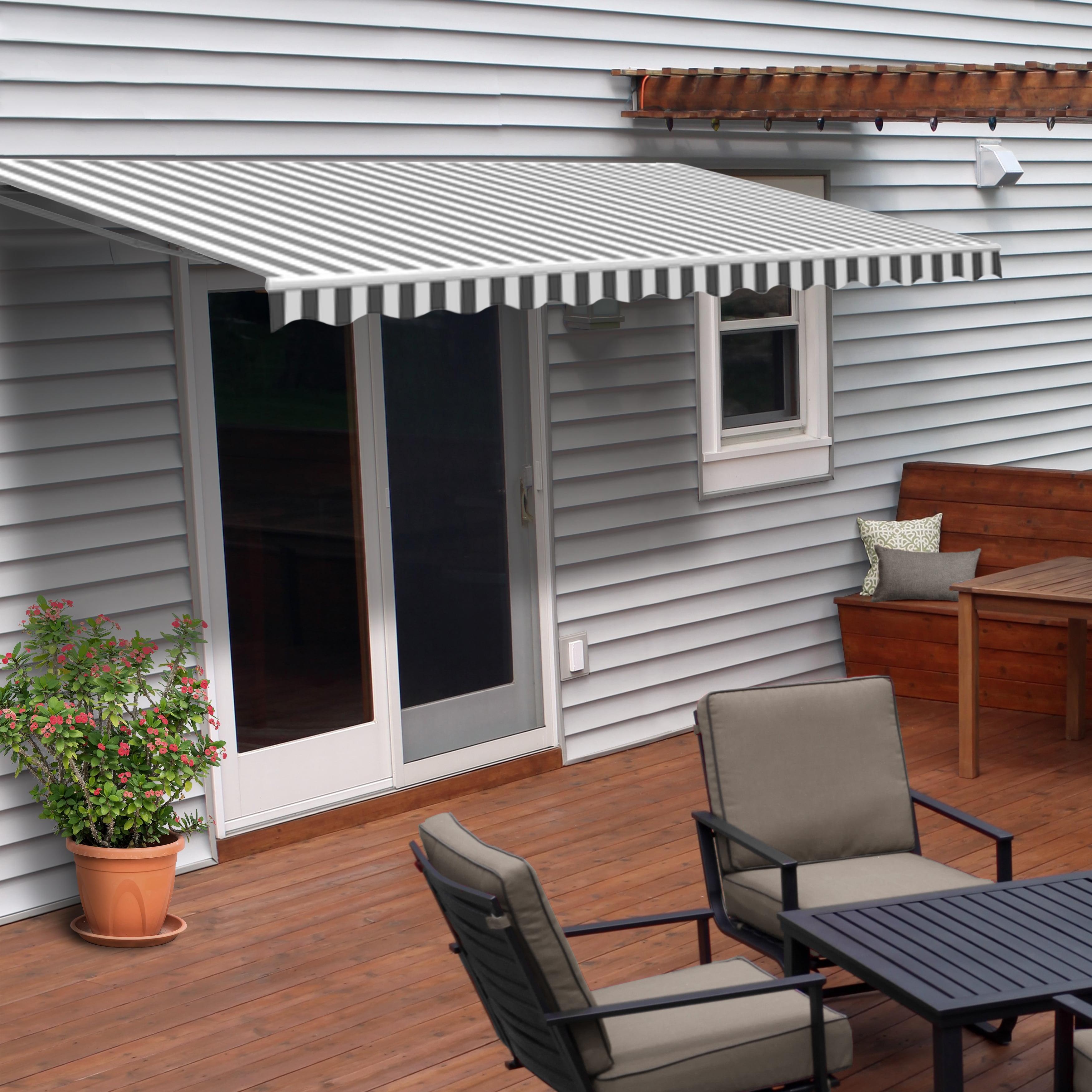 ALEKO Motorized Retractable Outdoor Awning with White Frame