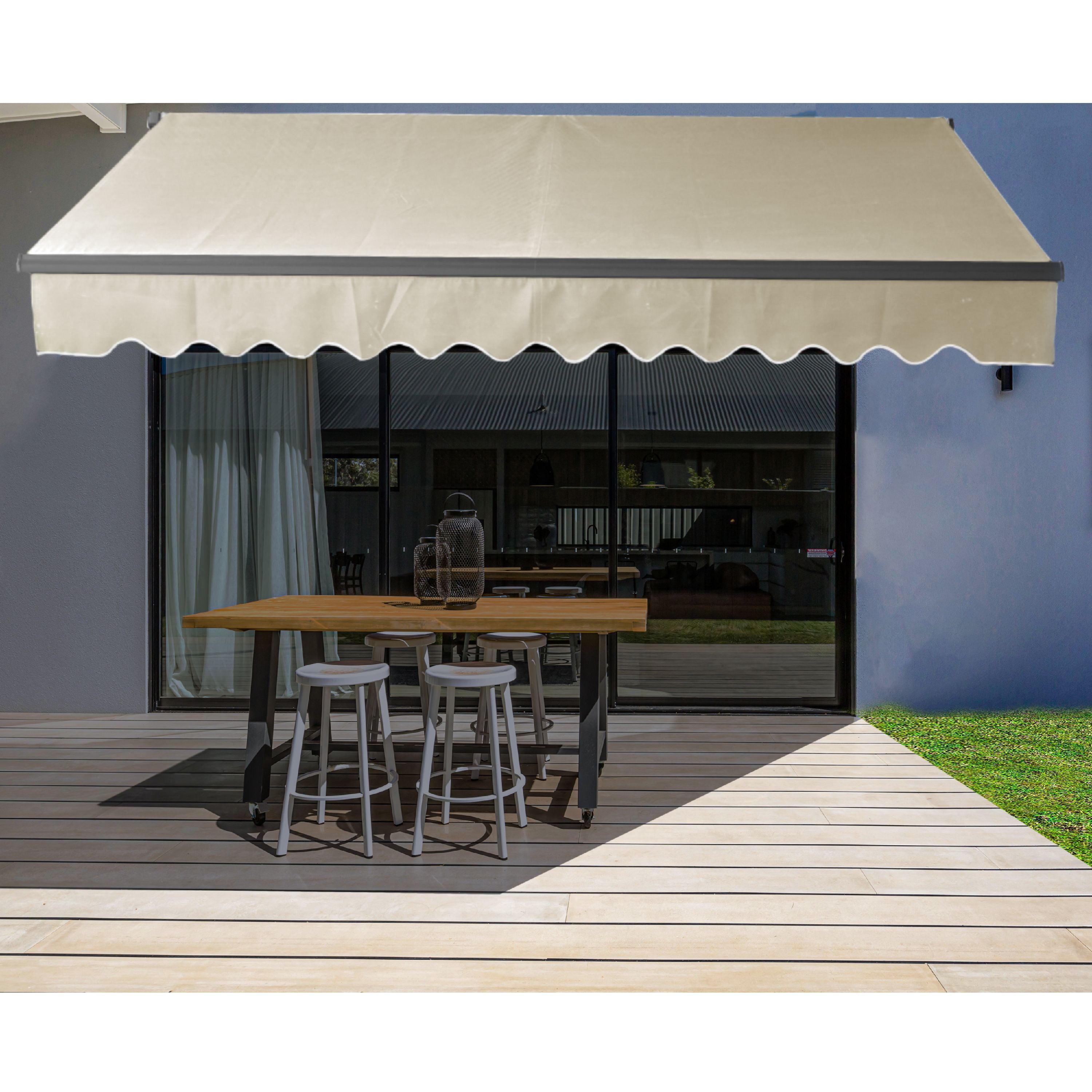 Retractable Home Patio Awning | Deck Canopy |UV Protection Sunshade | Manual Black Frame | Upgraded 2024