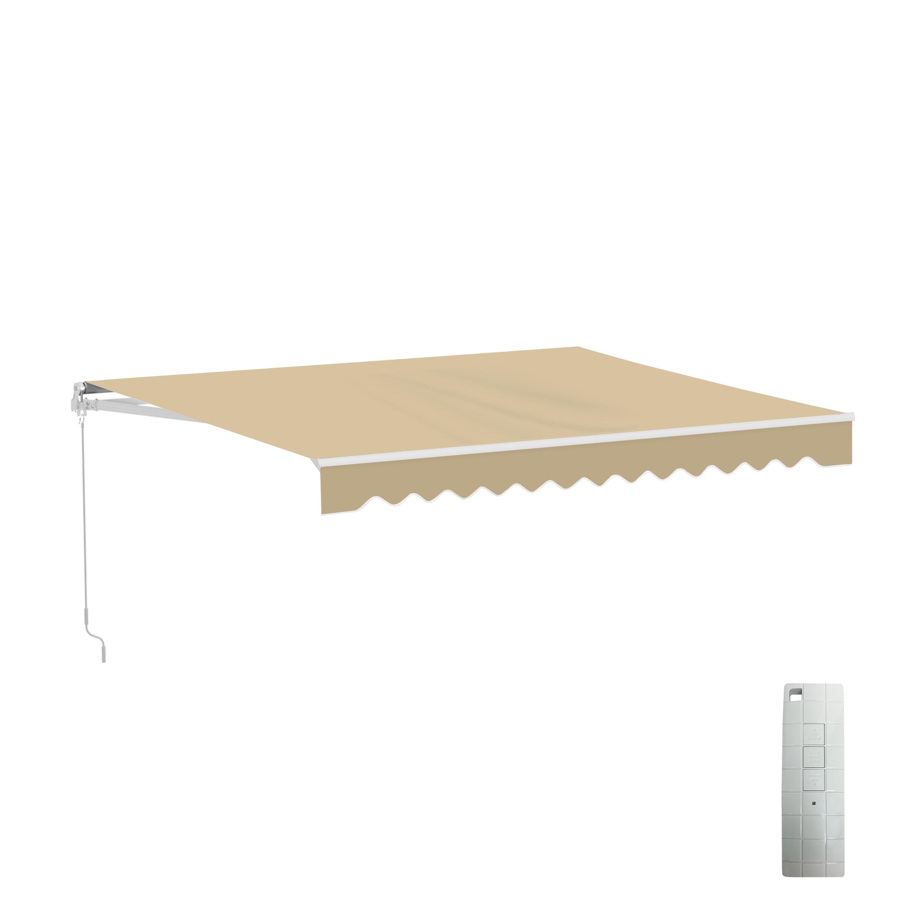 Motorized Retractable White Frame Patio Awning