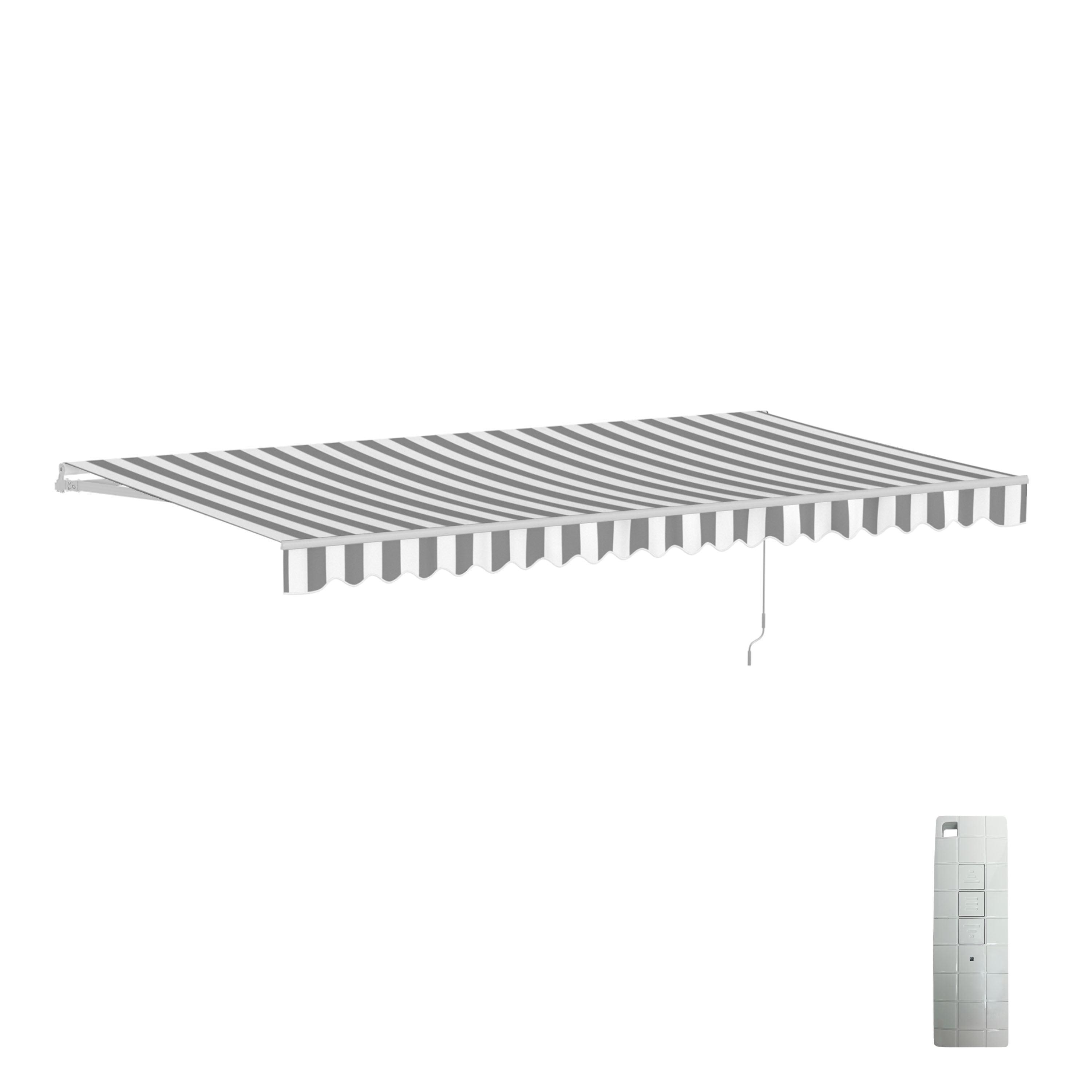 ALEKO Motorized Retractable Outdoor Awning with White Frame