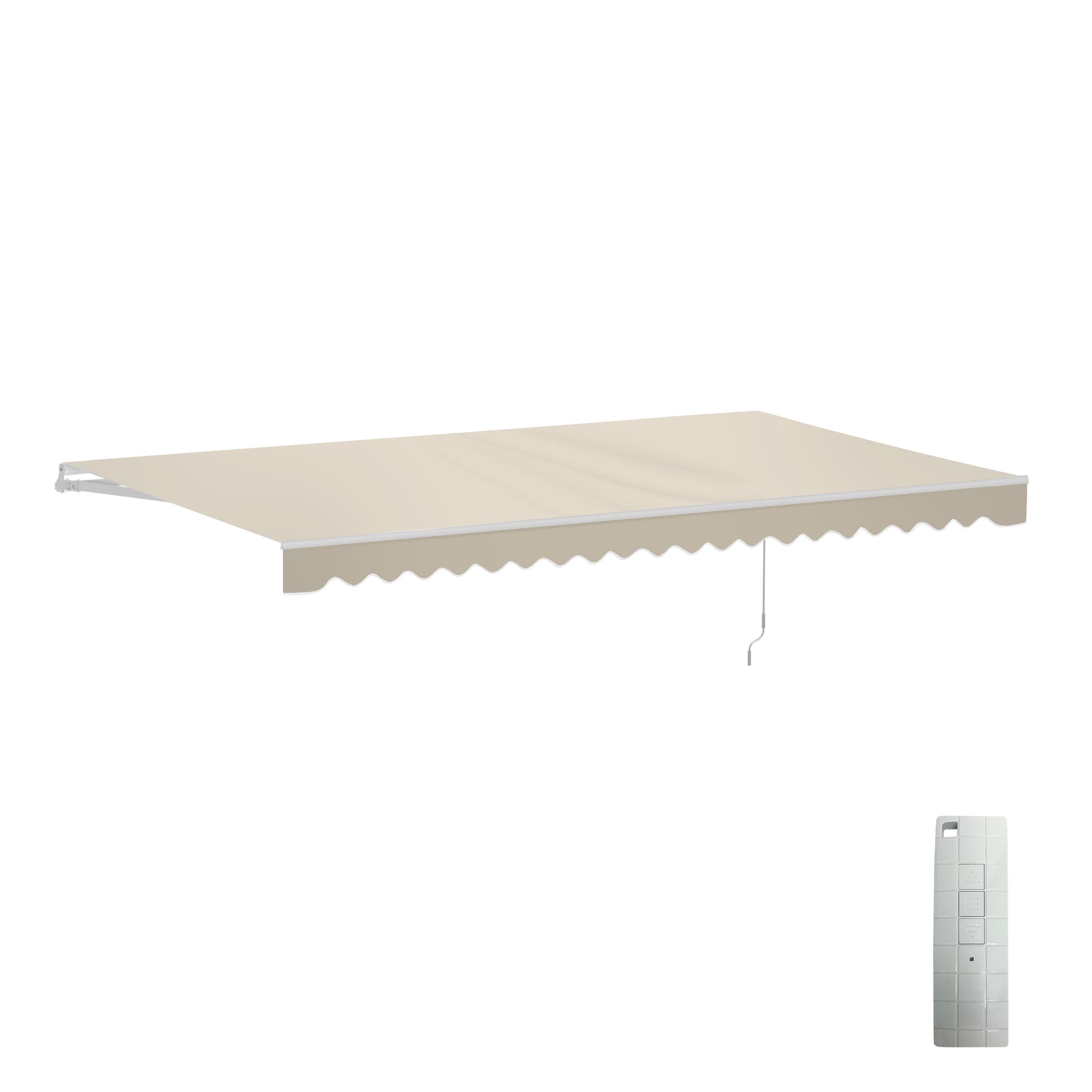 Motorized Retractable White Frame Patio Awning