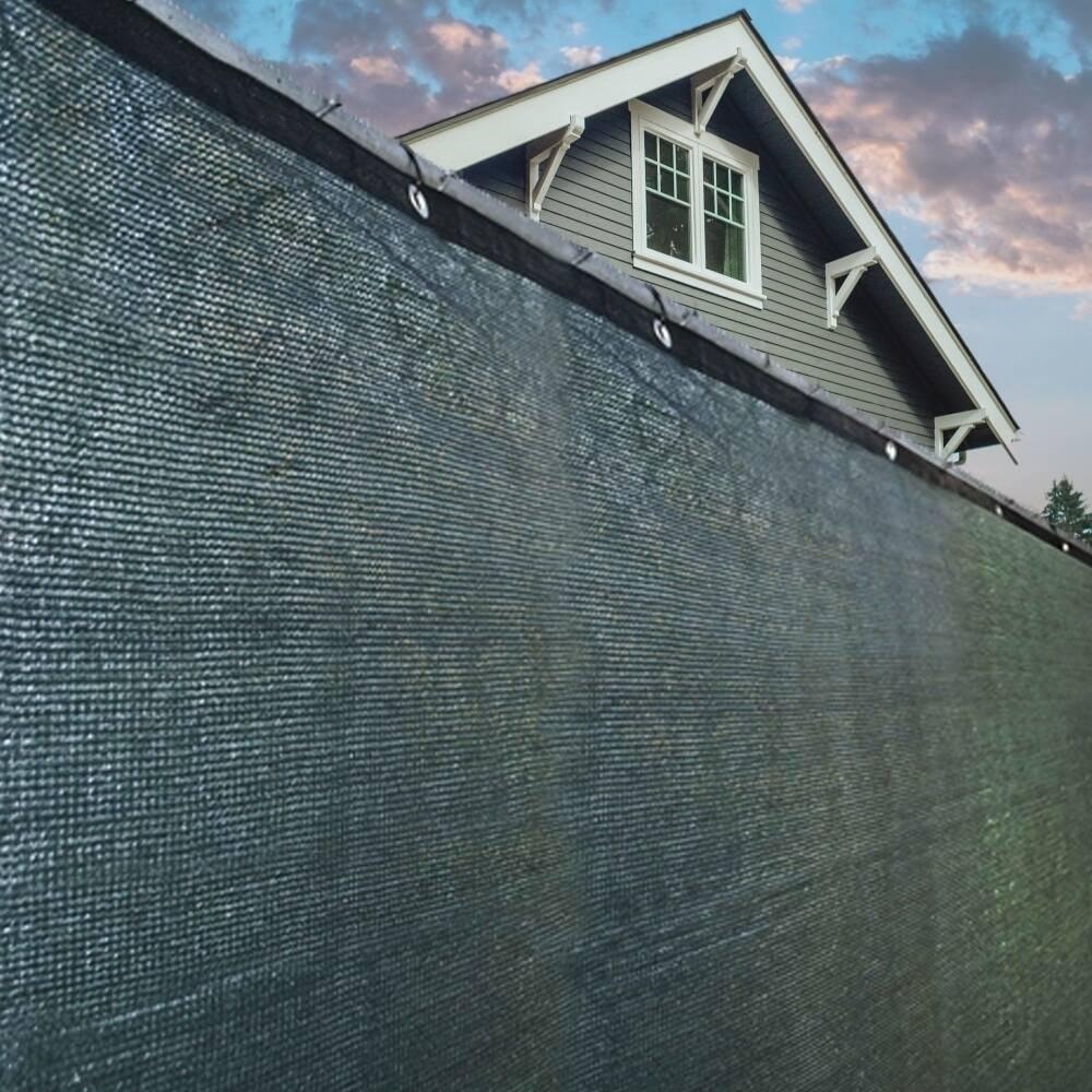 Dark Green Polyethylene Privacy Mesh Fence Screen with Grommets