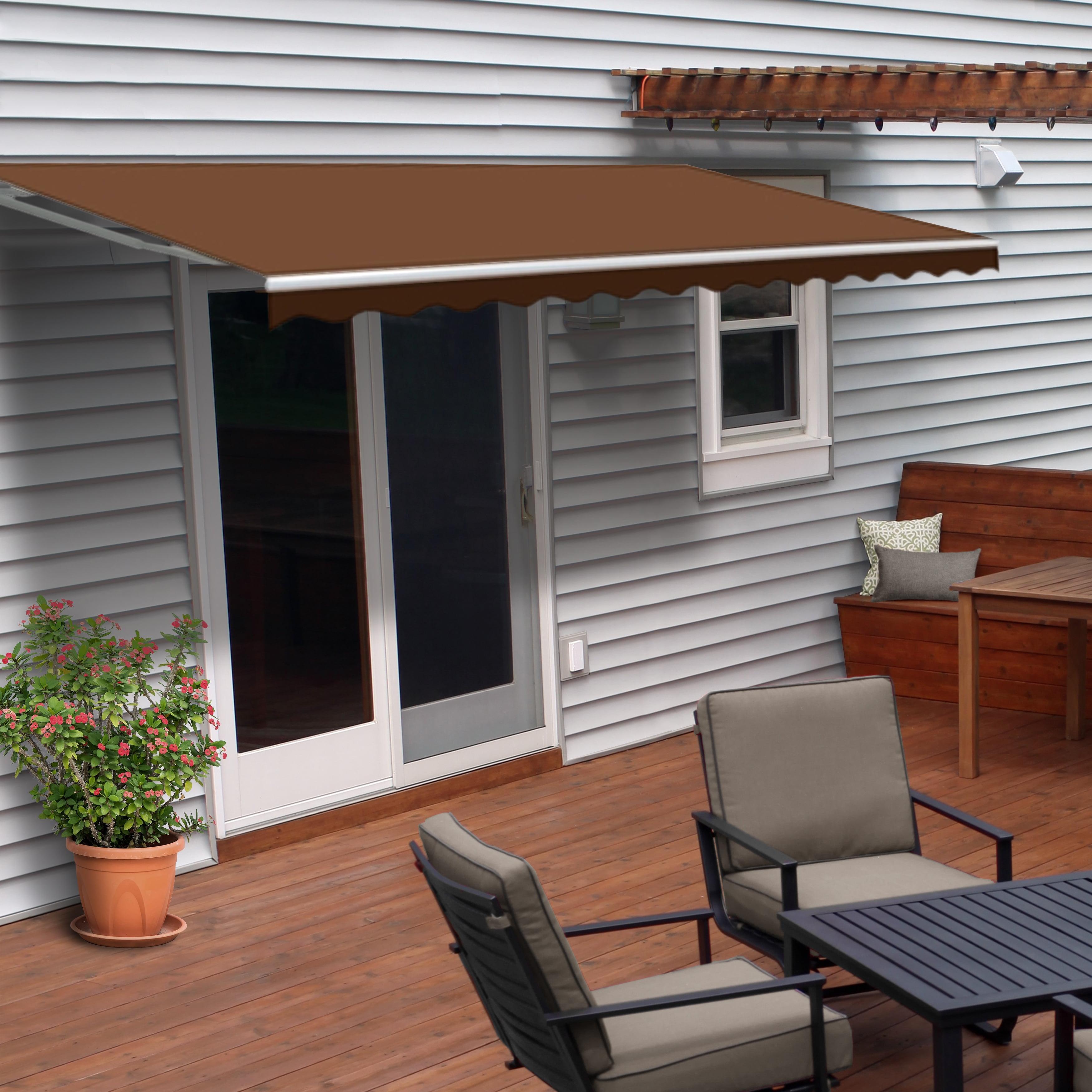 Brown Polyester Manual Retractable Patio Awning 8' x 6.5'