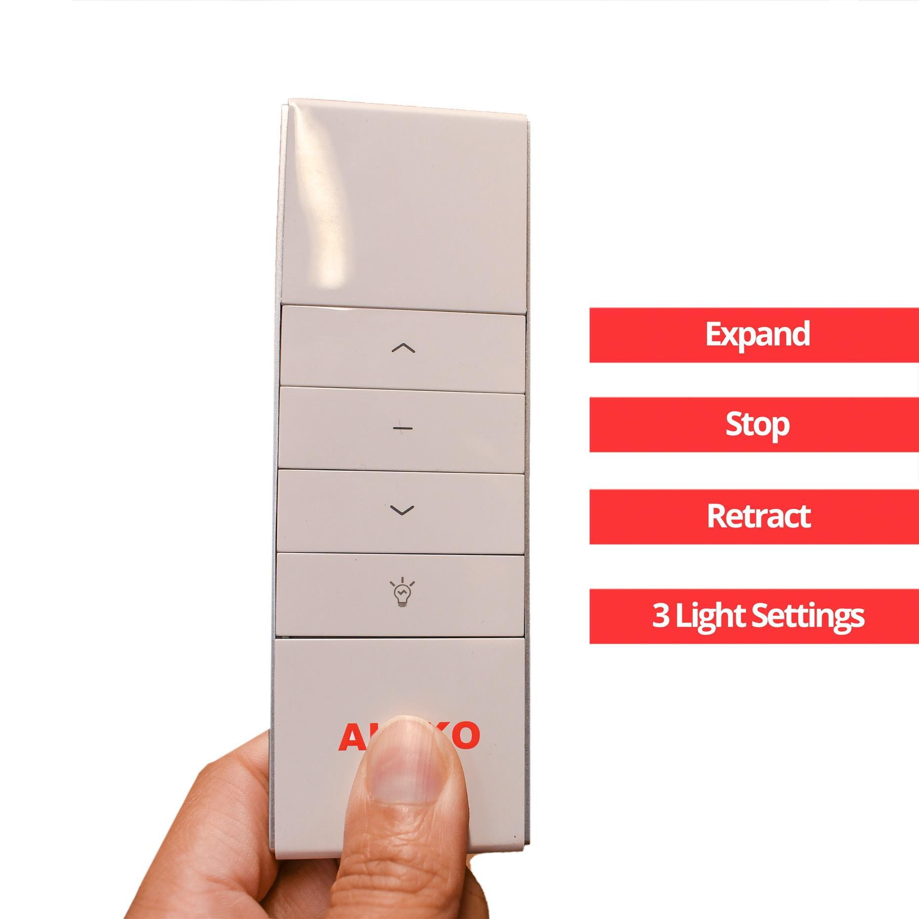 White Single Channel Remote with LED Control for Awnings