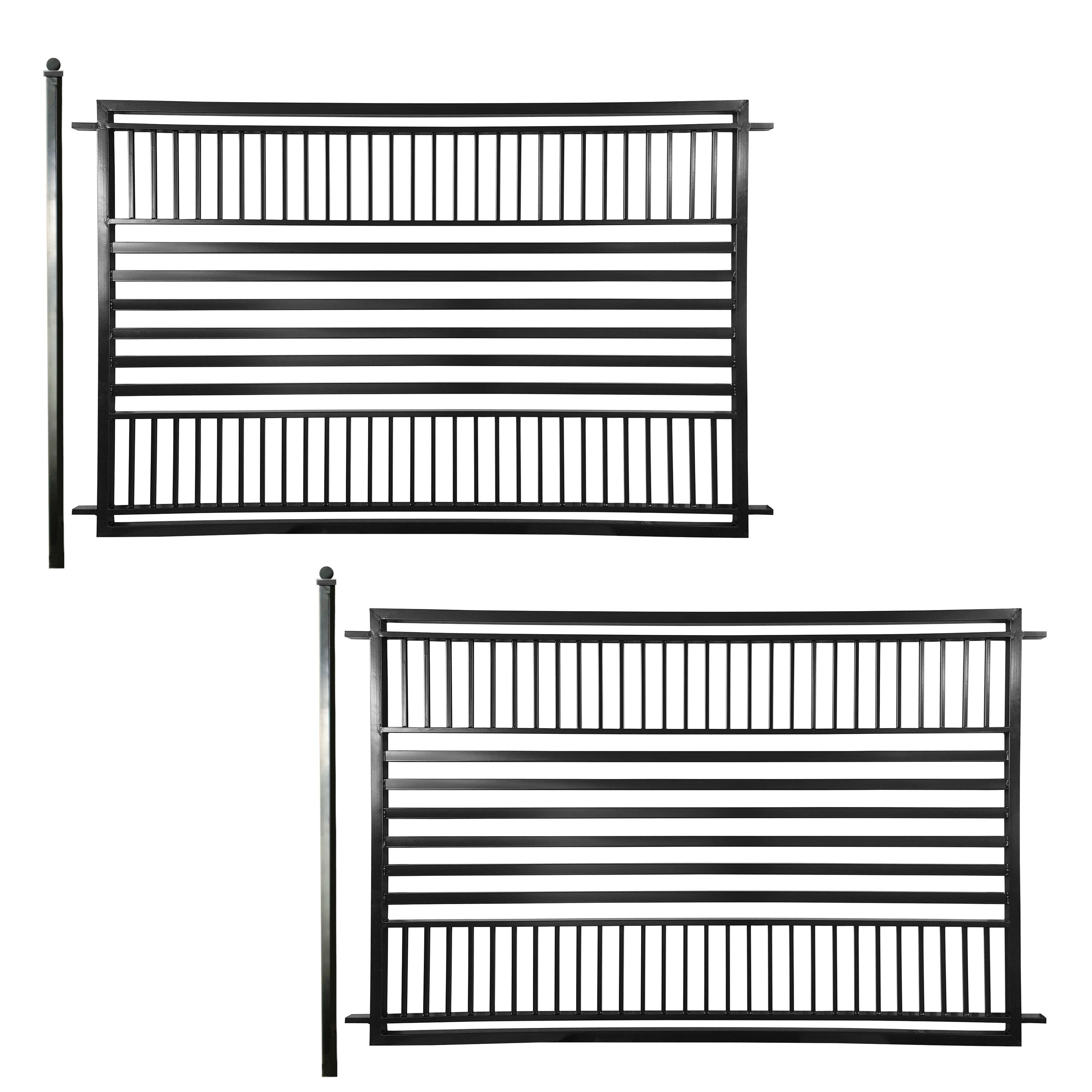 Barcelona Style Black Steel 16 ft Ornamental Fence Panels