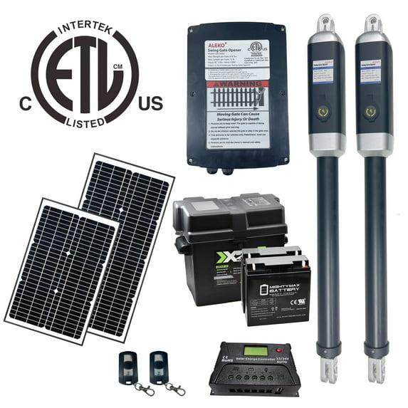 ALEKO Dual Swing Gate Operator - GG900U AC/DC - ETL Listed - Solar Kit 50W