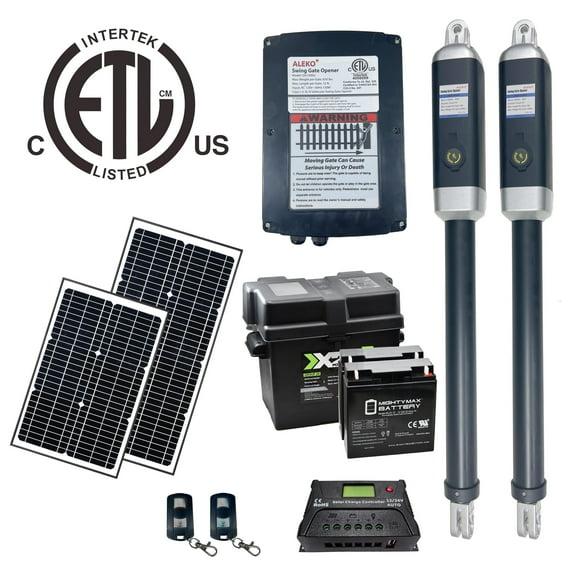 ALEKO GG900USLV ETL Listed Solar Kit Swing Gate Opener for Dual Swing Gates up to 1320 lb