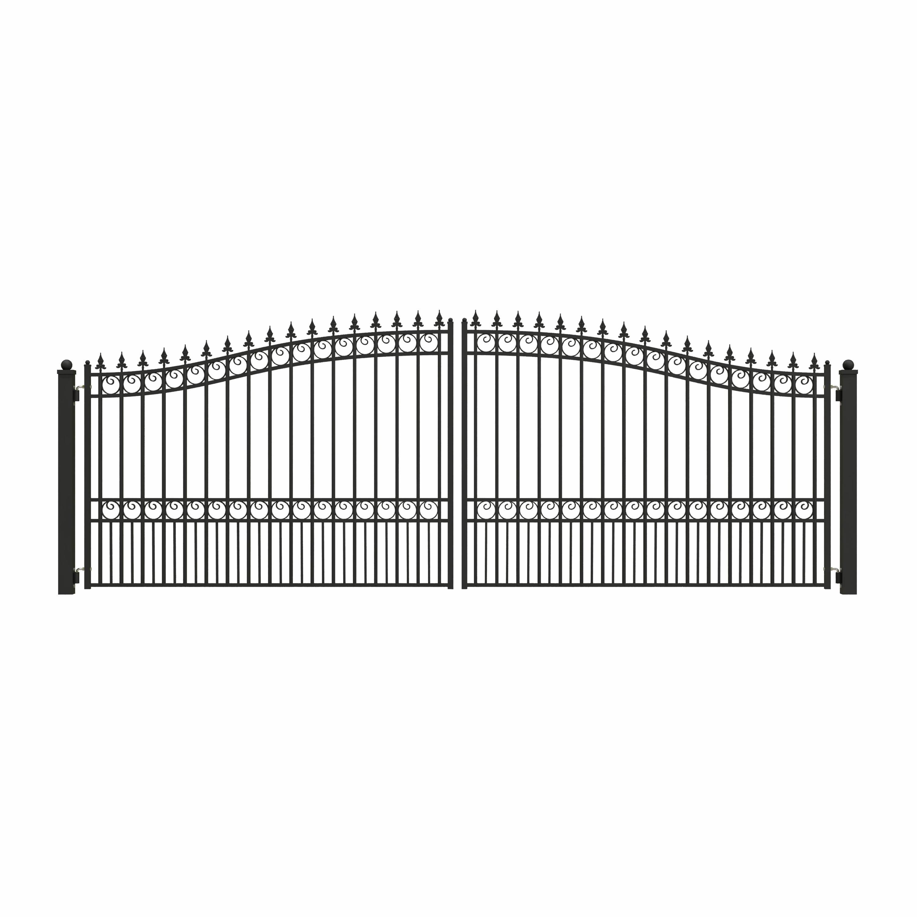 London Style Black Steel Dual Swing Driveway Gate 18 x 6 Feet