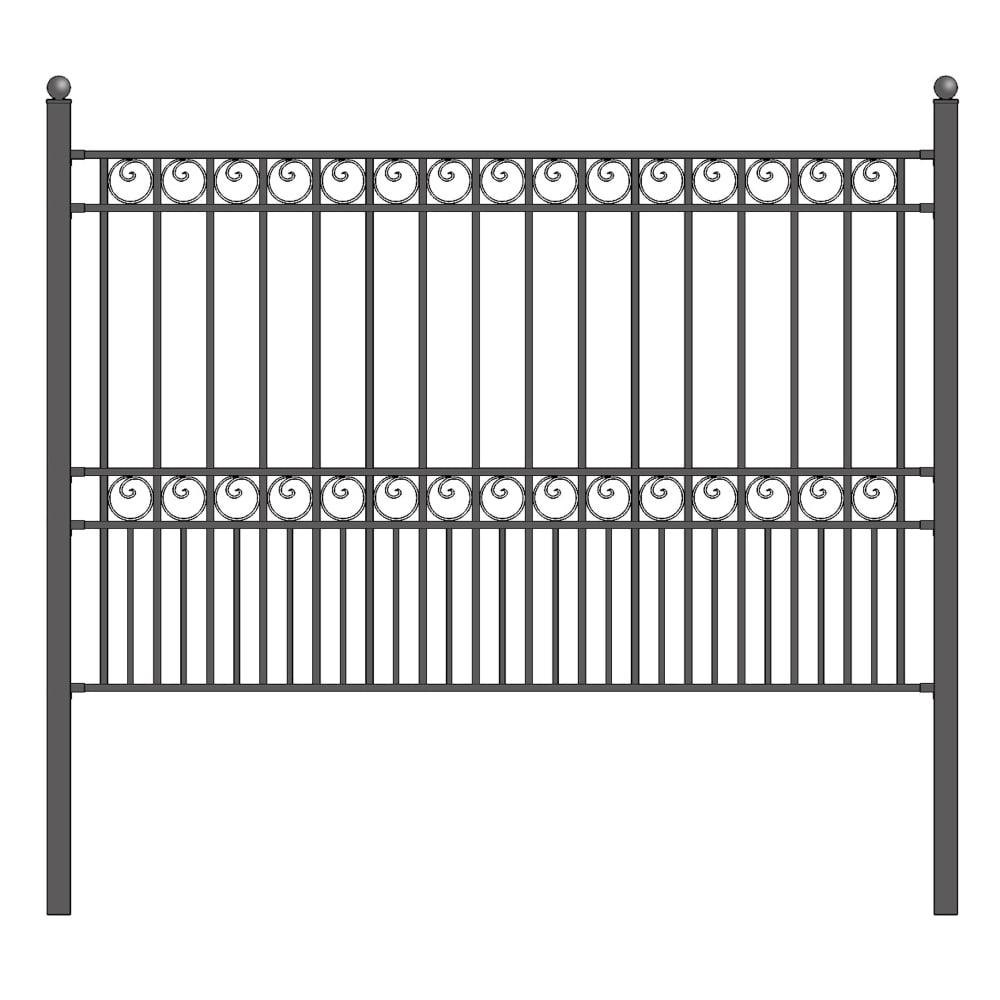 Paris Style 5.5 x 5 ft Black Steel Ornamental Fence