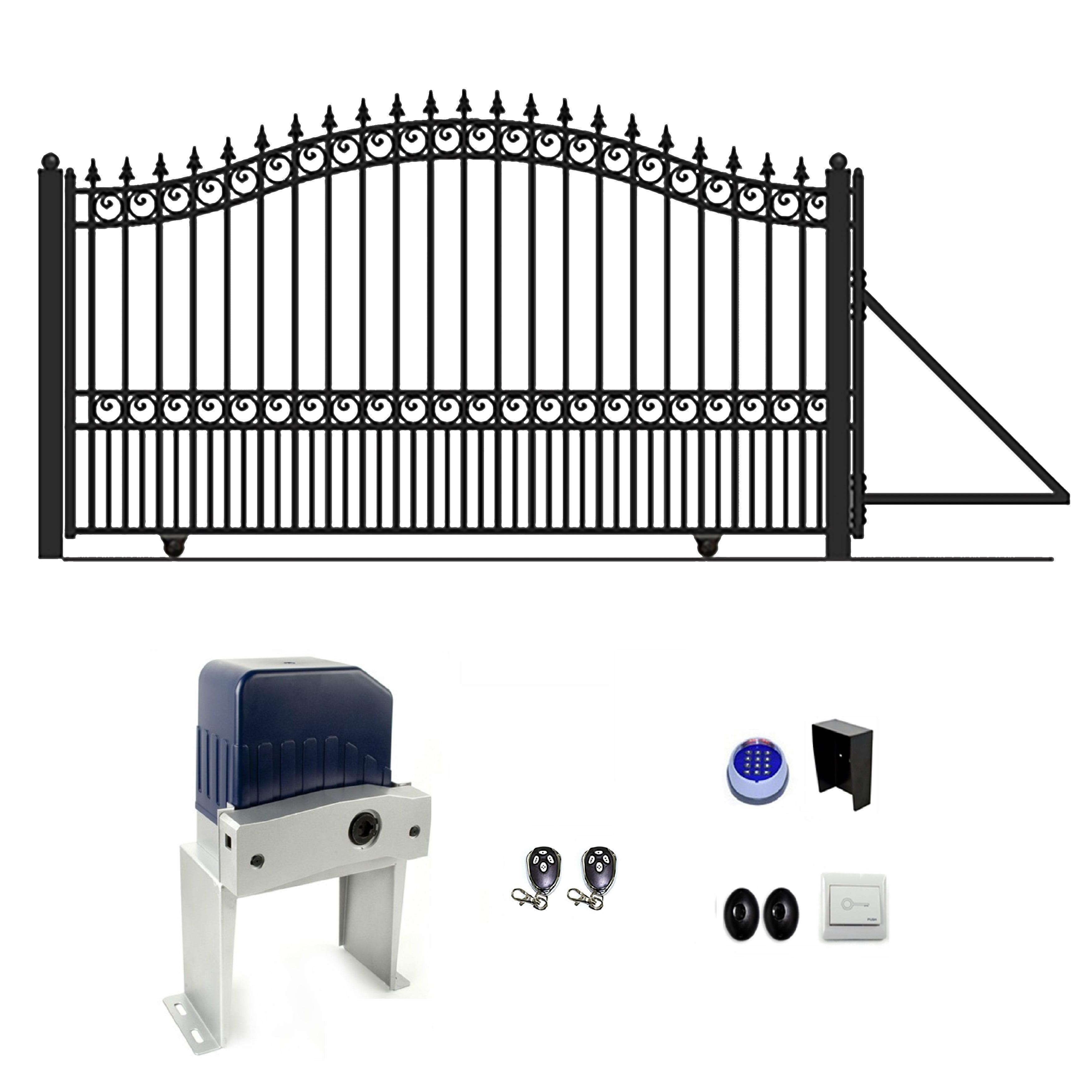 ALEKO Steel Single Sliding 12 x 6 ft Black Driveway Gate Paris Style