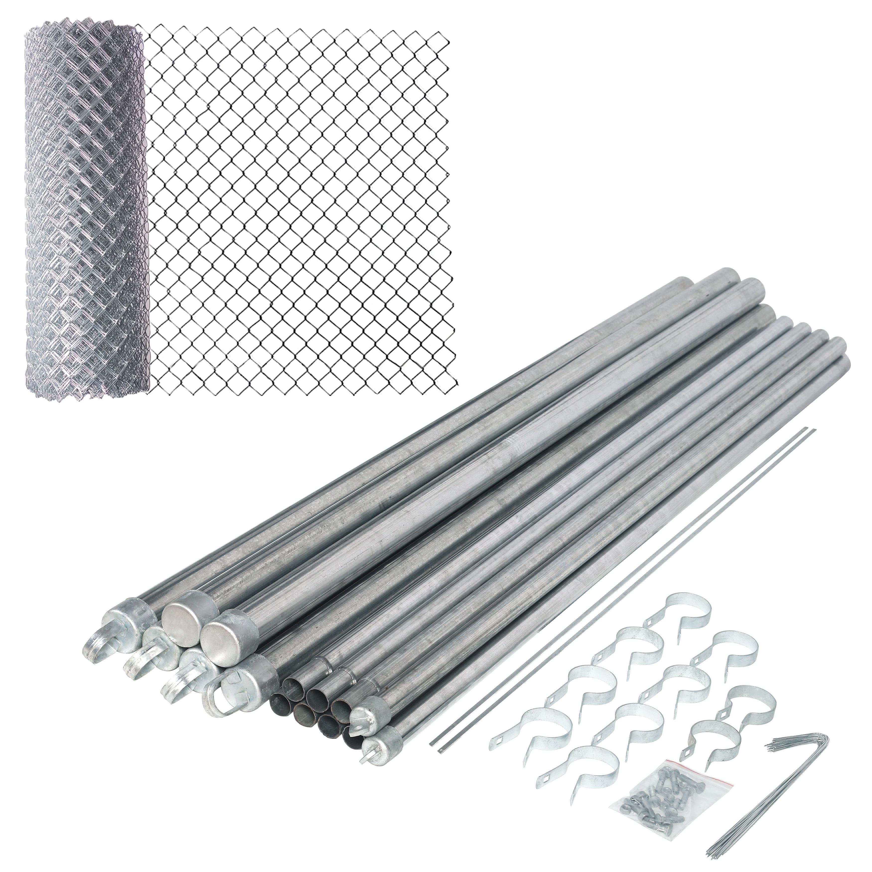 Galvanized Steel Diamond Mesh Chain Link Fence Kit, 4 x 50 ft, Silver