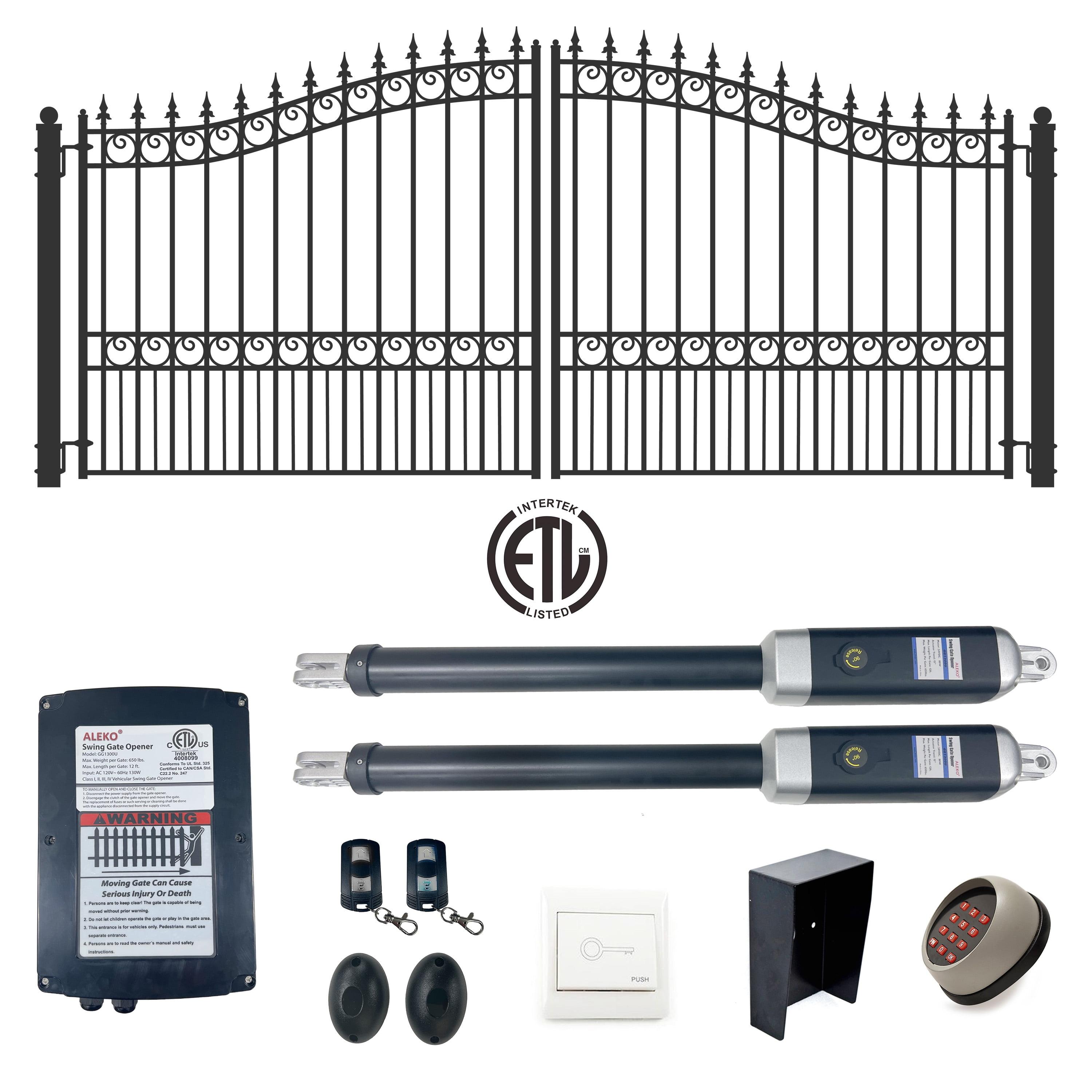 ALEKO London Style Steel Dual Swing Driveway Gate 12 feet  with Gate Opener