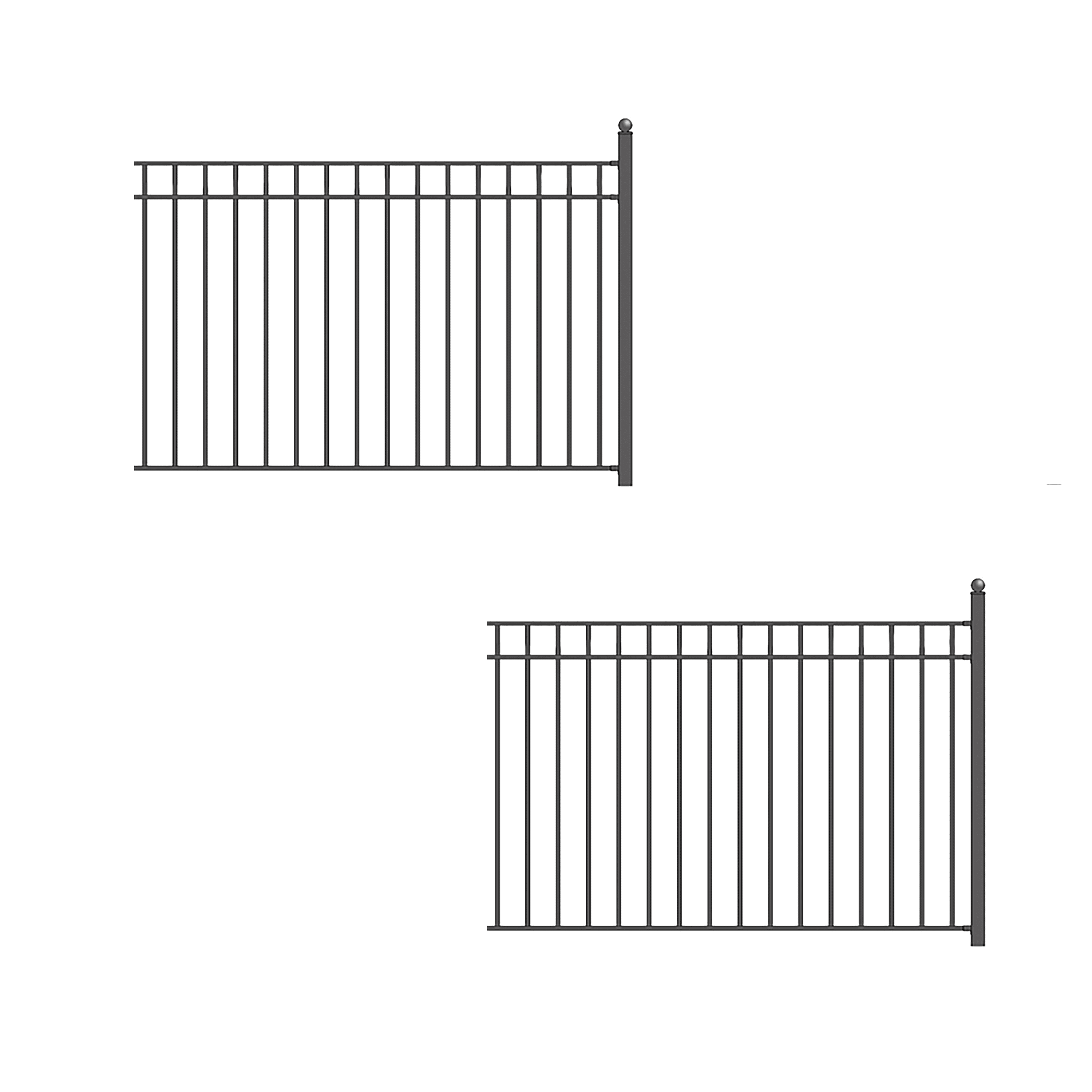 Madrid Style Black Steel Garden Fence Panels, 8 x 5 Feet, Set of 2