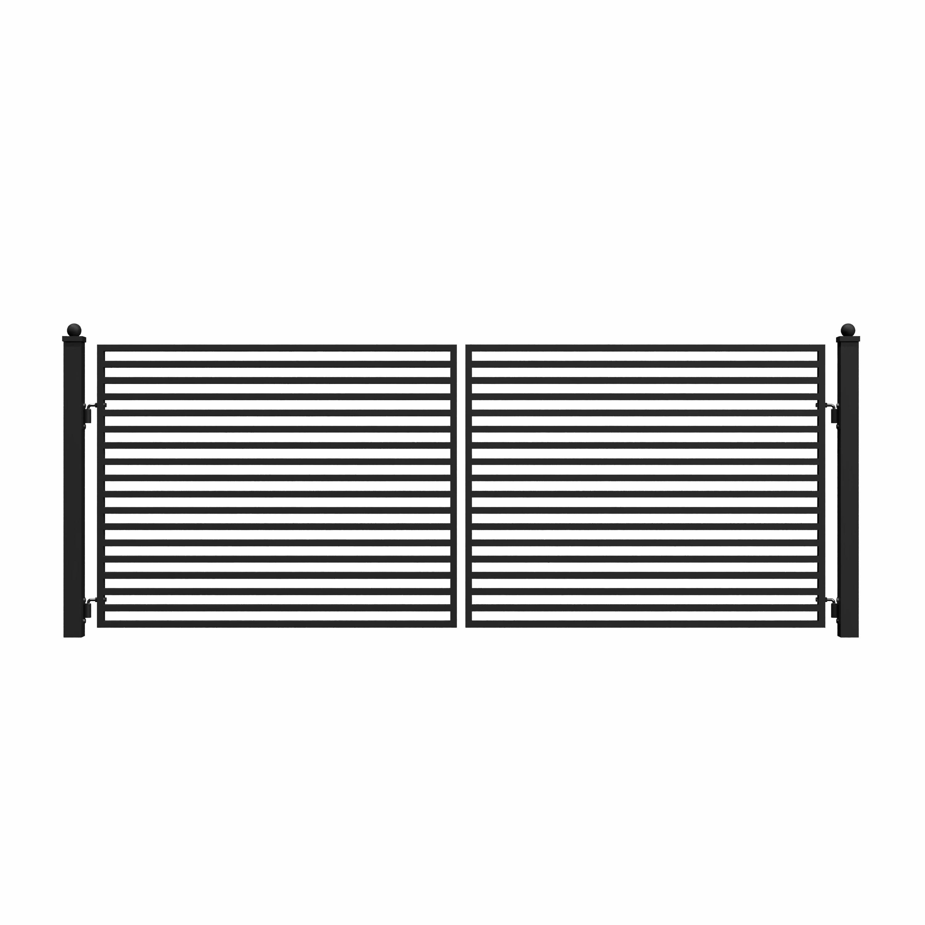 ALEKO Milan Style Dual Swing Galvanized Steel Driveway Gate 14 feet Black