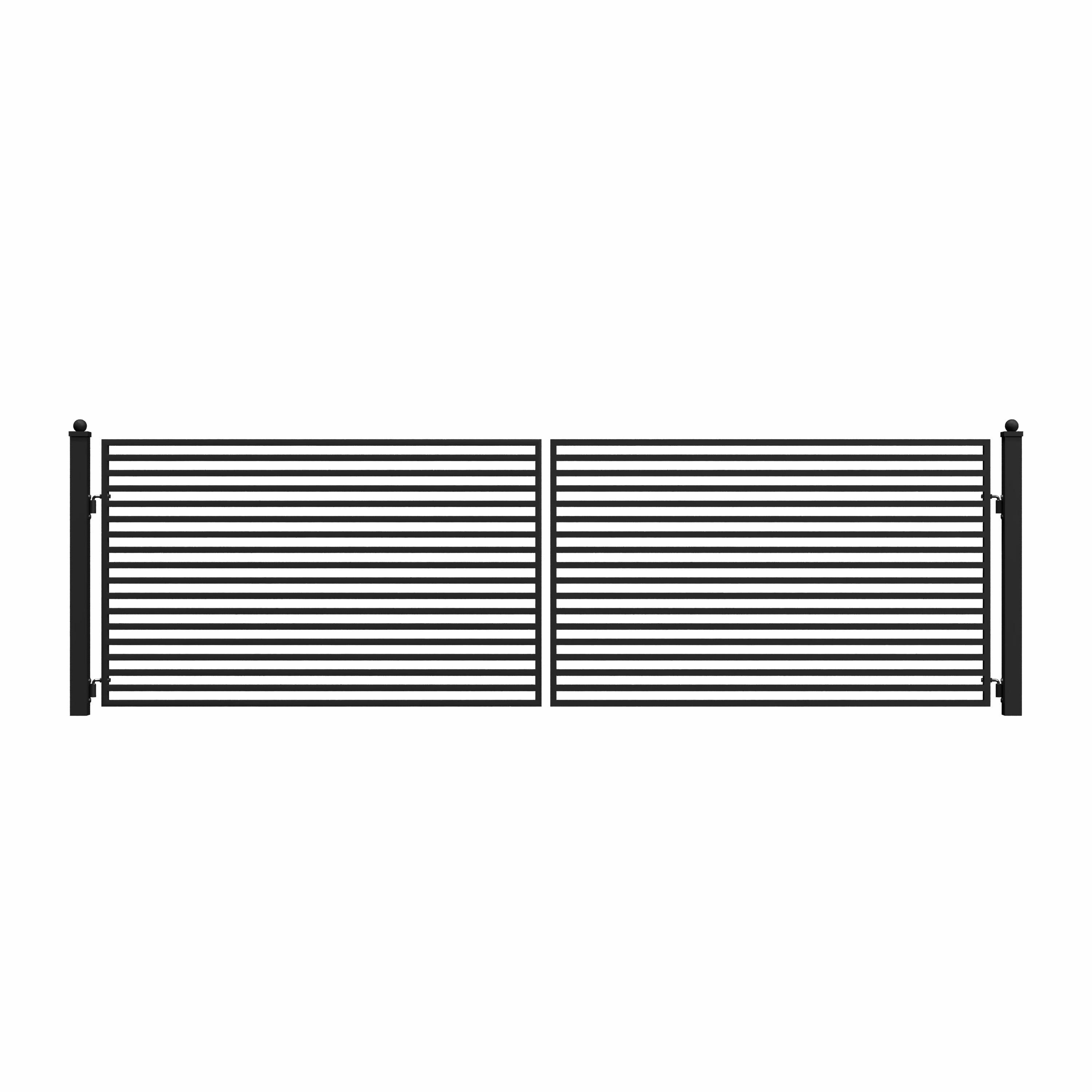 ALEKO Milan Style Dual Swing Galvanized Steel Driveway Gate 18 feet Black