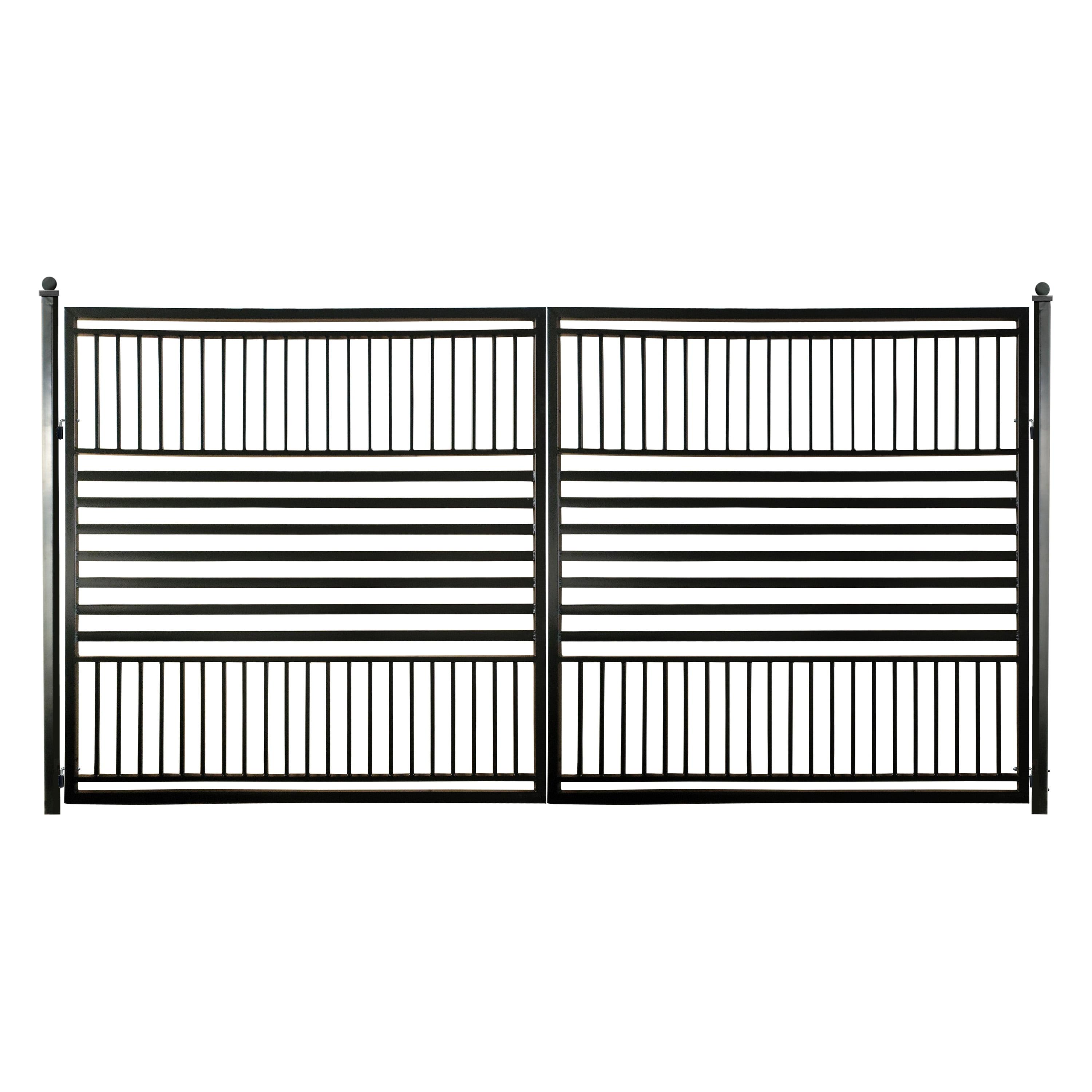 ALEKO Modern Garden Steel Dual Swing Driveway Gate Barcelona Style 12 x 6 feet