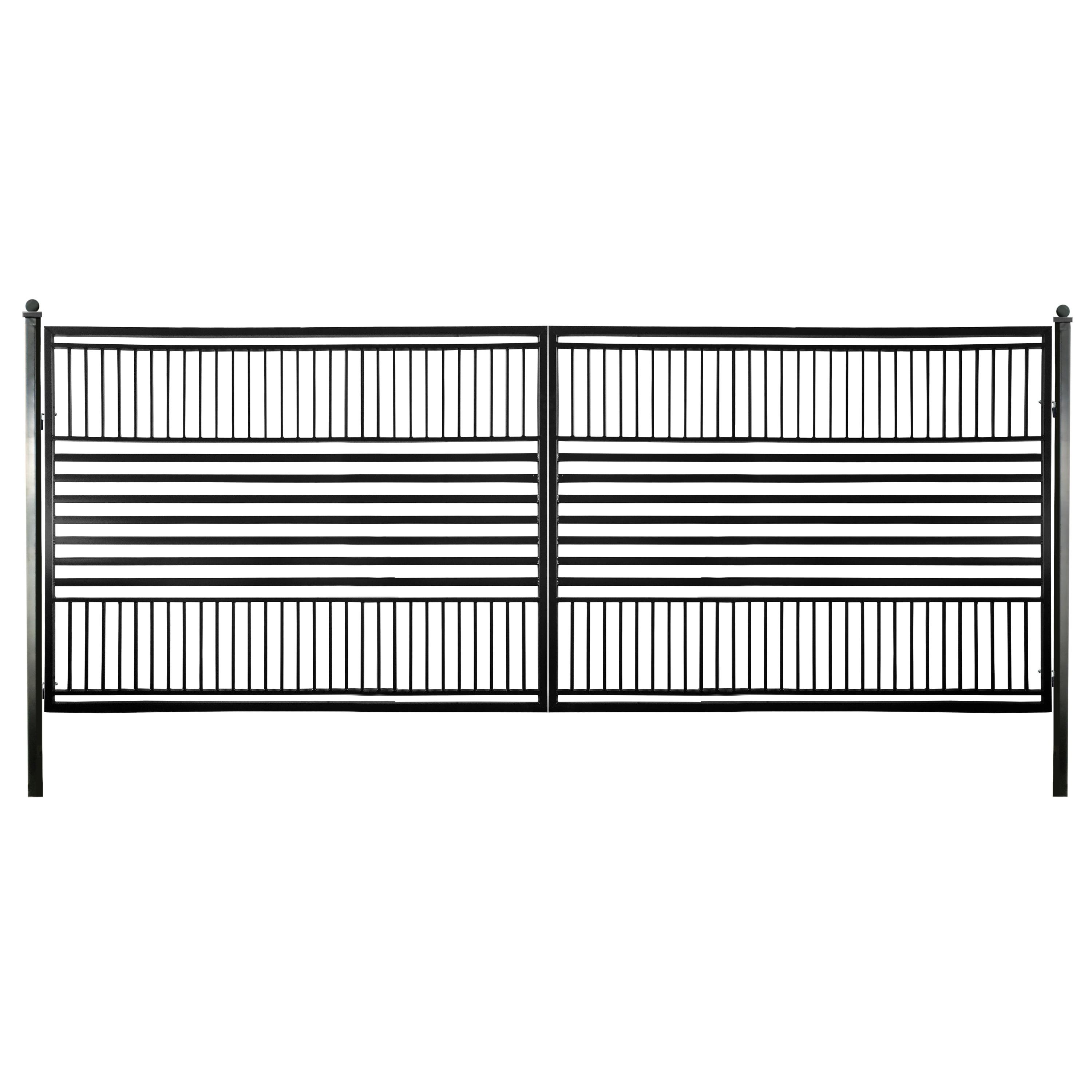 ALEKO Modern Garden Steel Dual Swing Driveway Gate Barcelona Style 16 x 6 feet