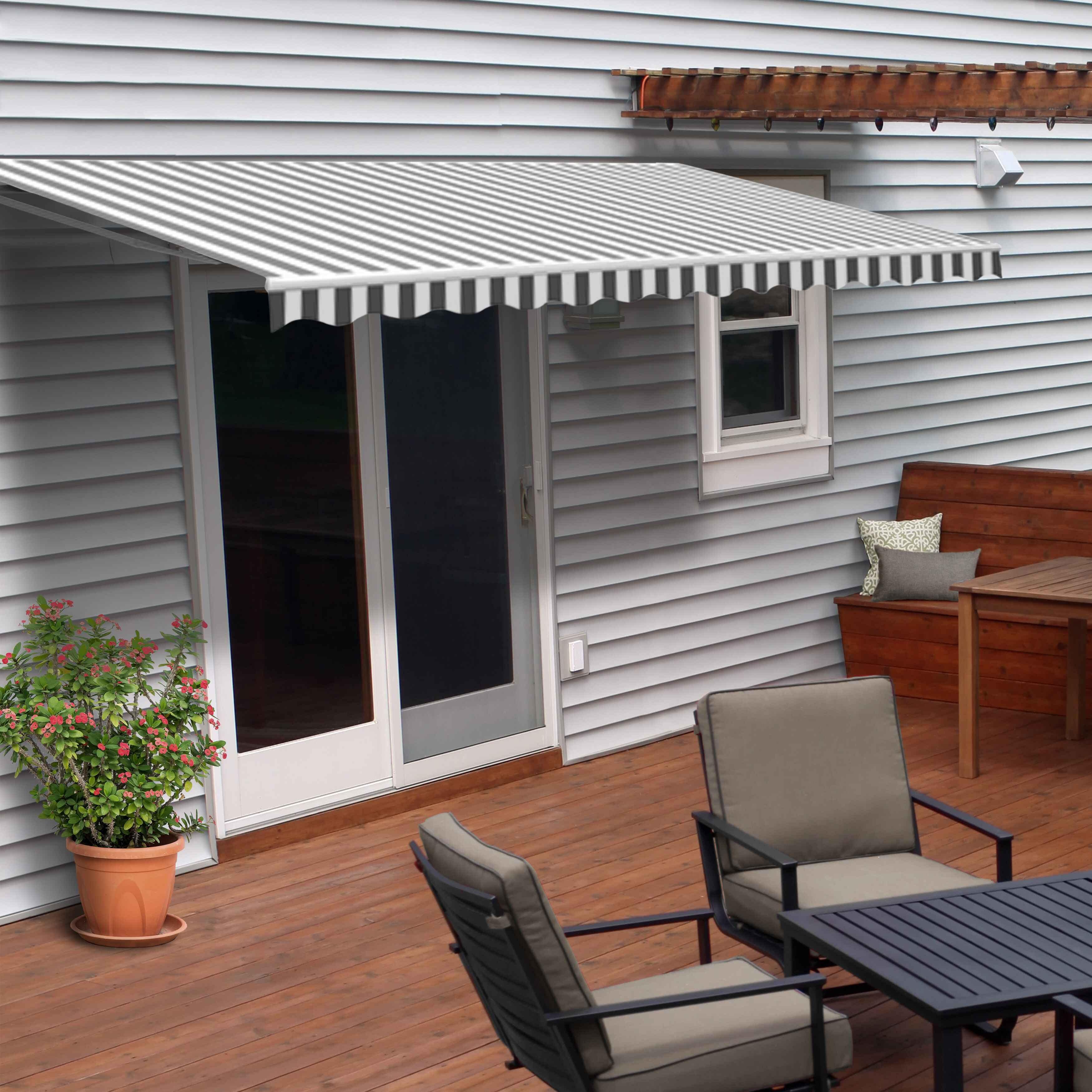 Motorized Retractable White Frame Patio Awning