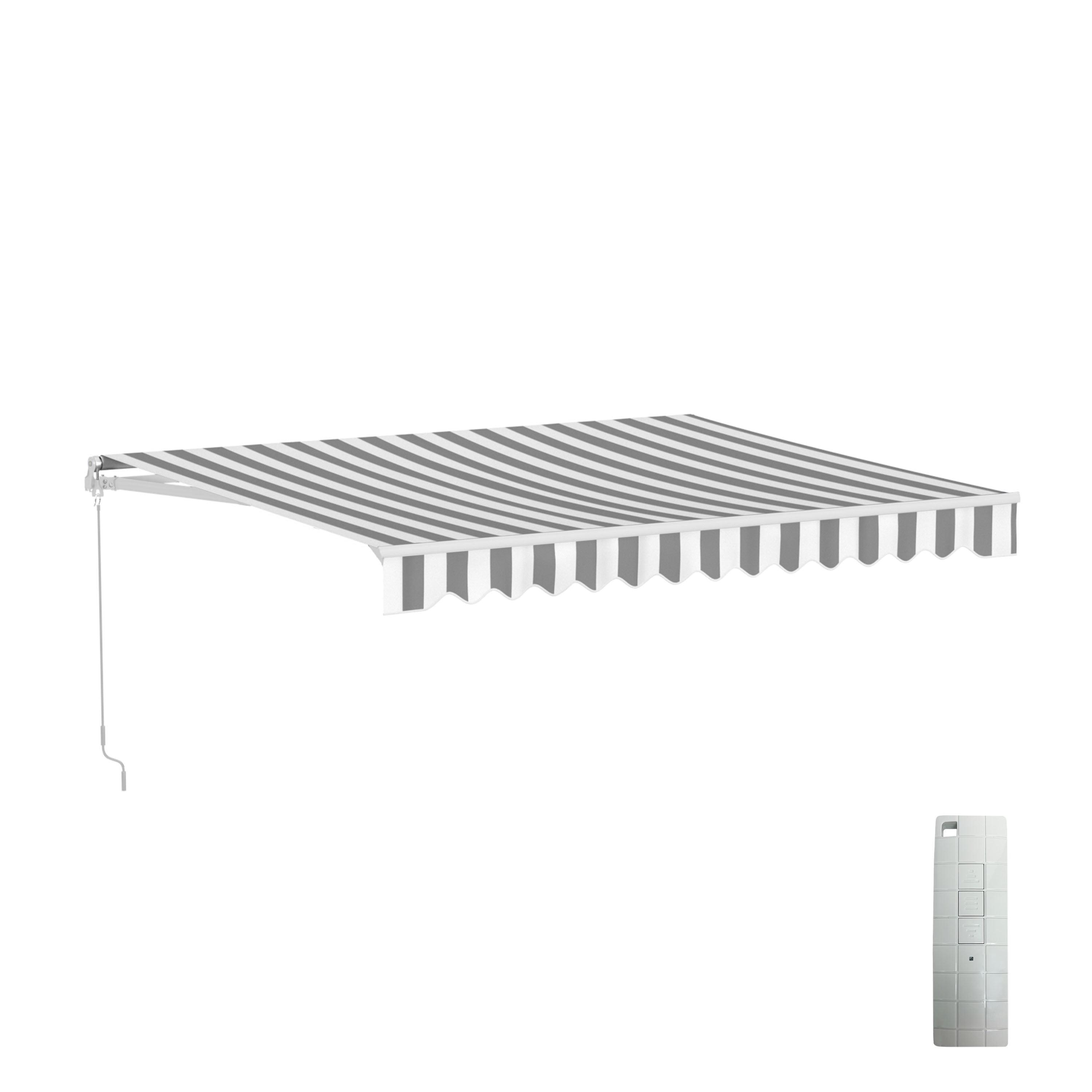 Motorized Retractable White Frame Patio Awning