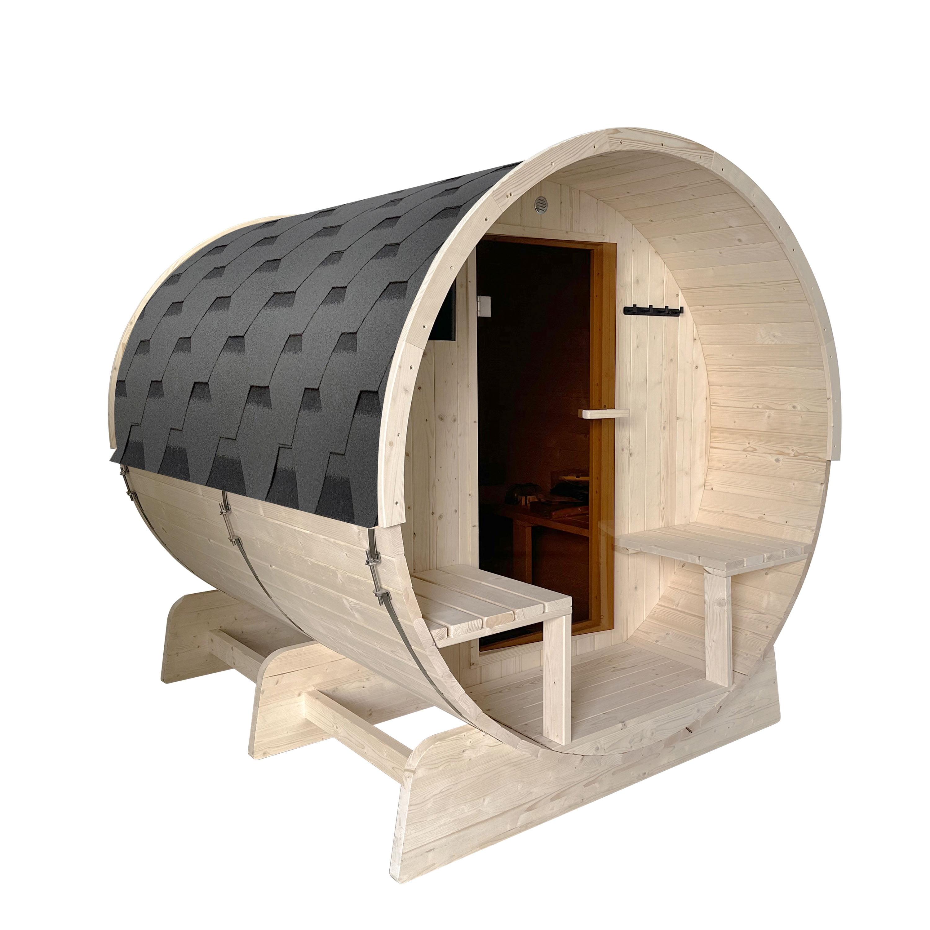 White Pine 8-Person Barrel Sauna with 9 kW Heater