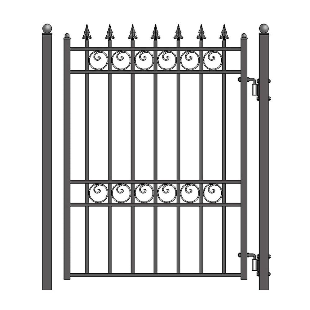 Oslo Style Black Wrought Iron Pedestrian Gate 5'x4'